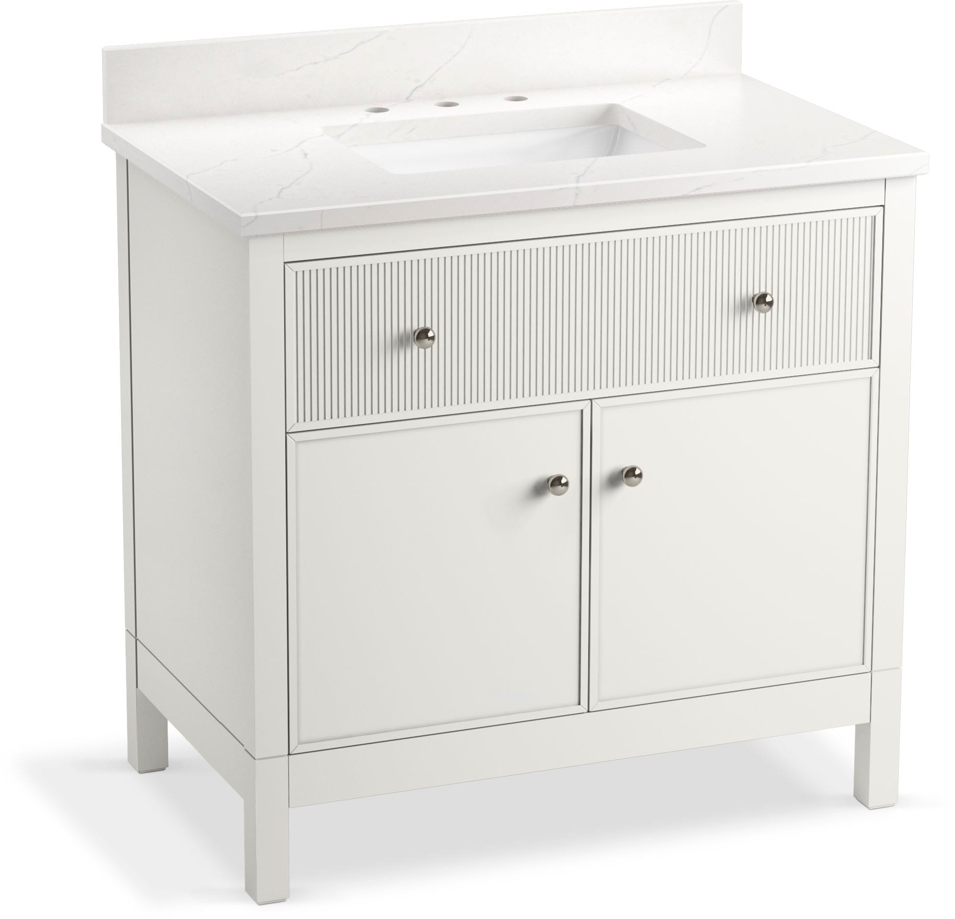 KOHLER 35020-0 Malin by Studio McGee 36-in White Undermount Single sink Bathroom Vanity with White Quartz Top