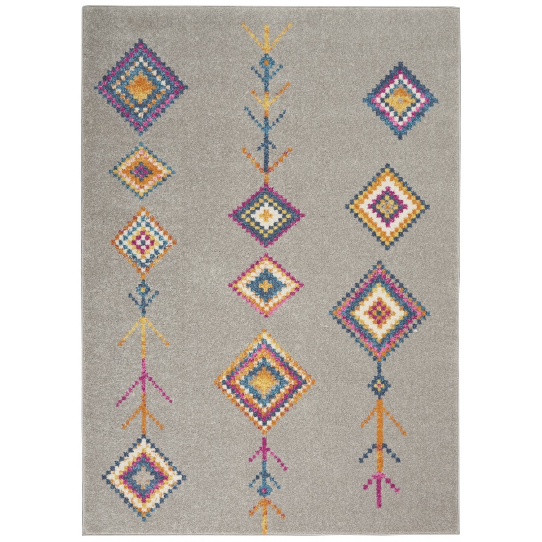 HomeRoots 4000385796 5 x 7 (ft) Polypropylene Grey Multi Rectangular Indoor Geometric Area rug