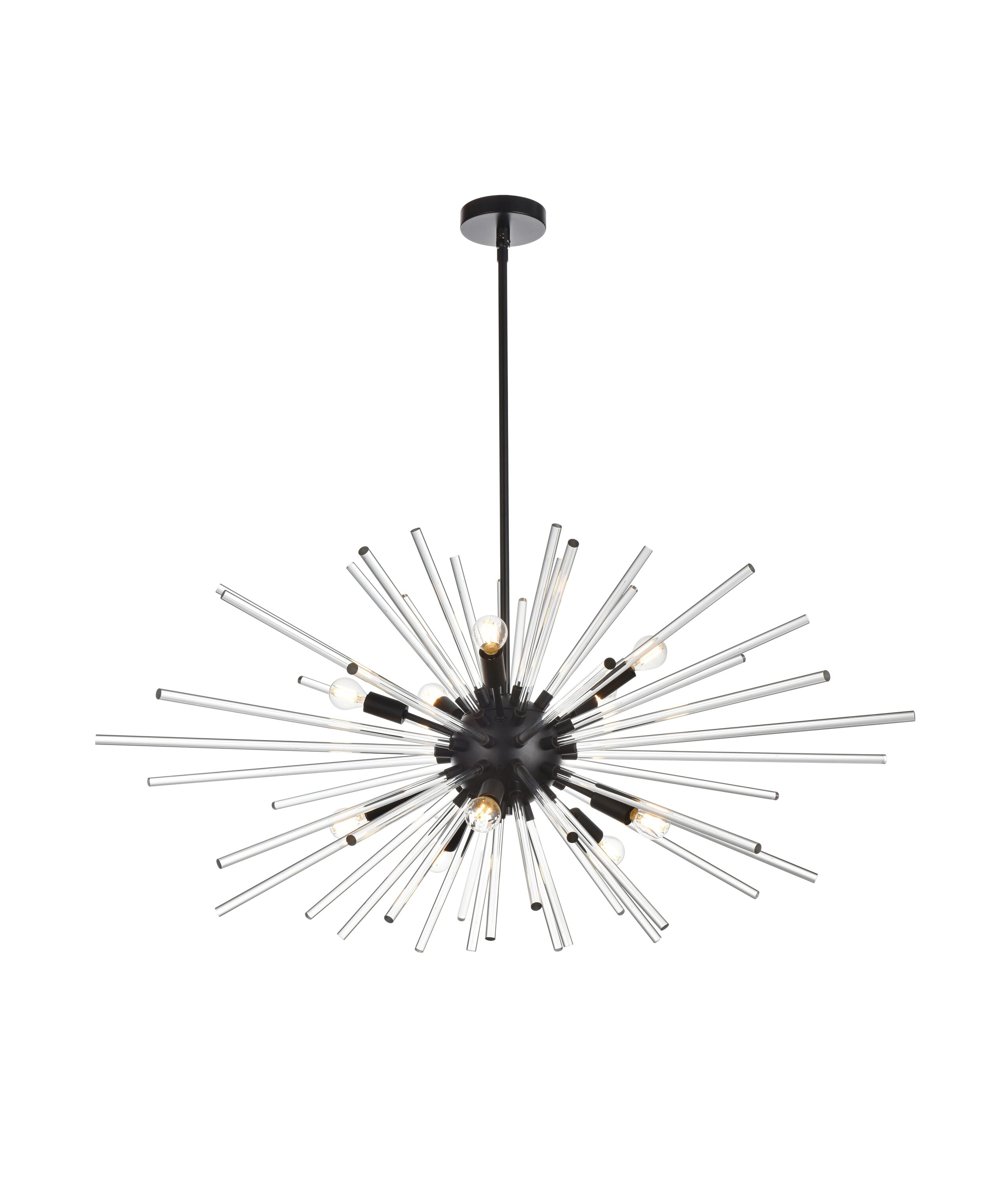 Sienna 42-Inch Black Crystal Rod Pendant Light
