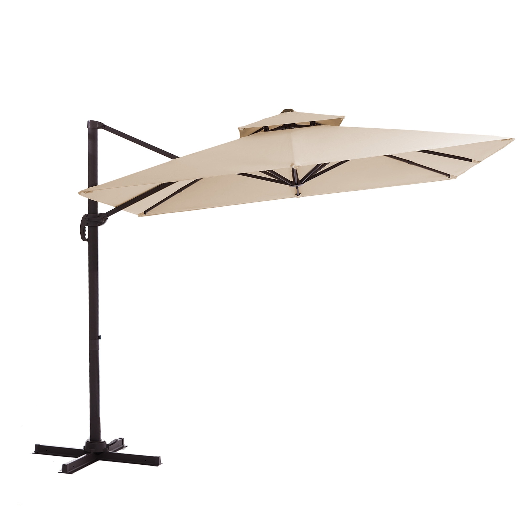 VOUA SAF-DXRJY-BU 10-Feet Aluminum Beige Crank Cantilever Patio Umbrella