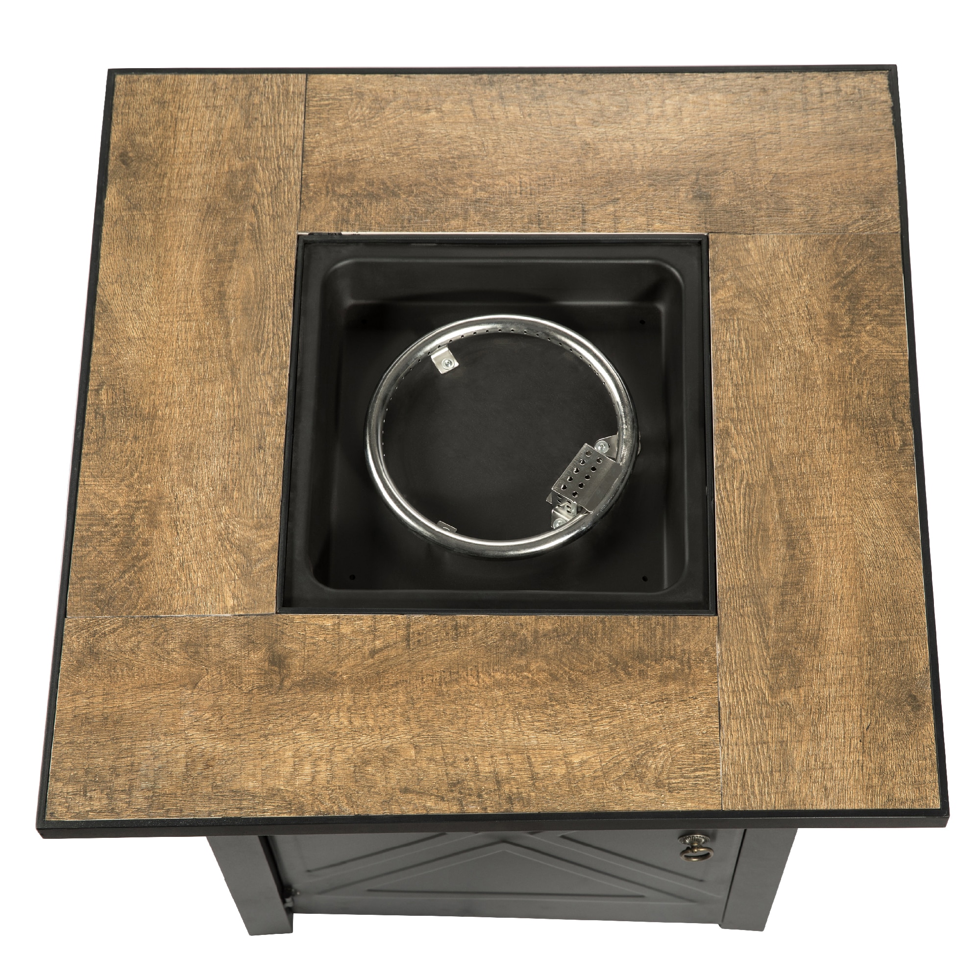 Black Steel Square Propane Fire Pit Table with Ceramic Top