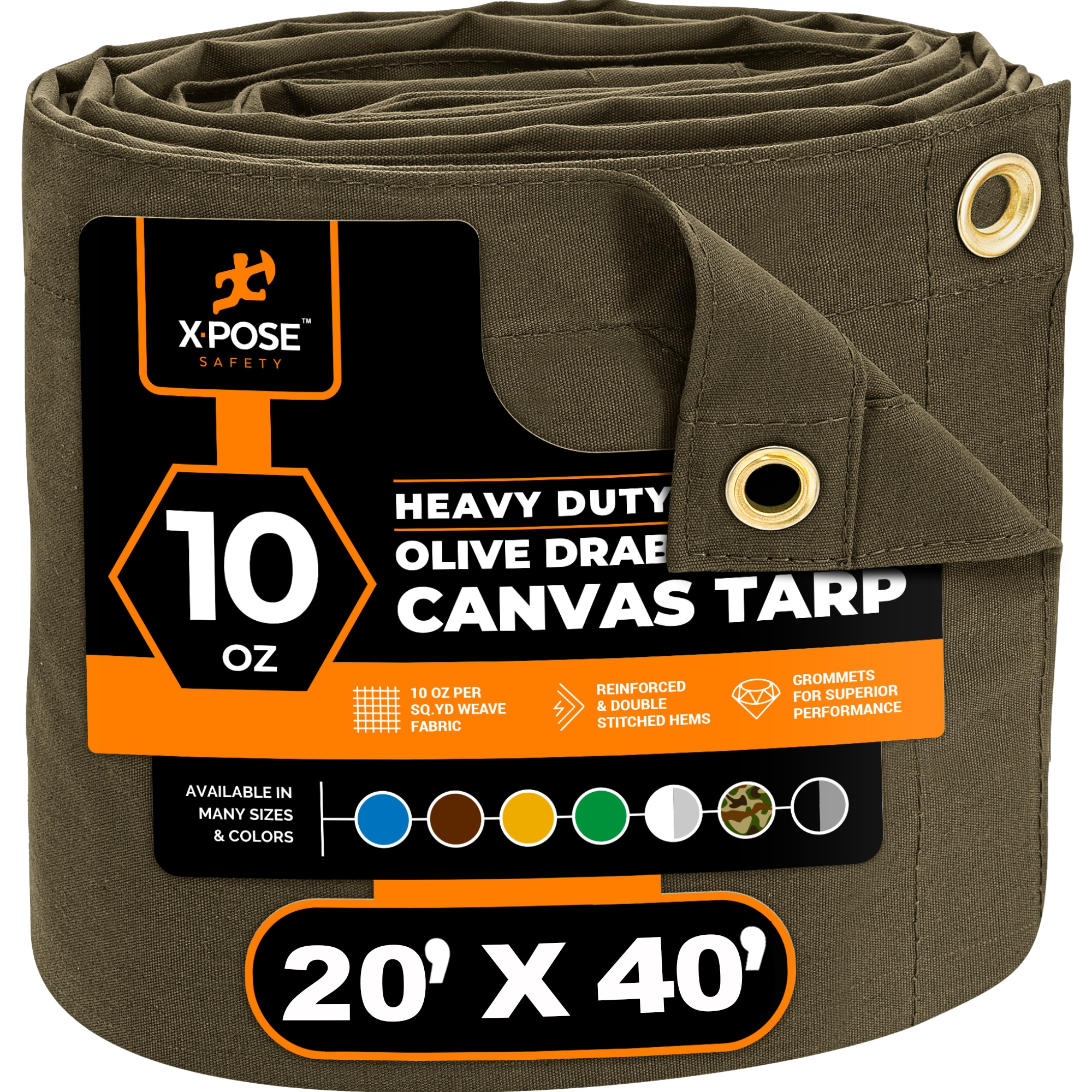 XPOSE SAFETY 20-ft x 40-ft Green Commercial Canvas 14-mil Tarp in