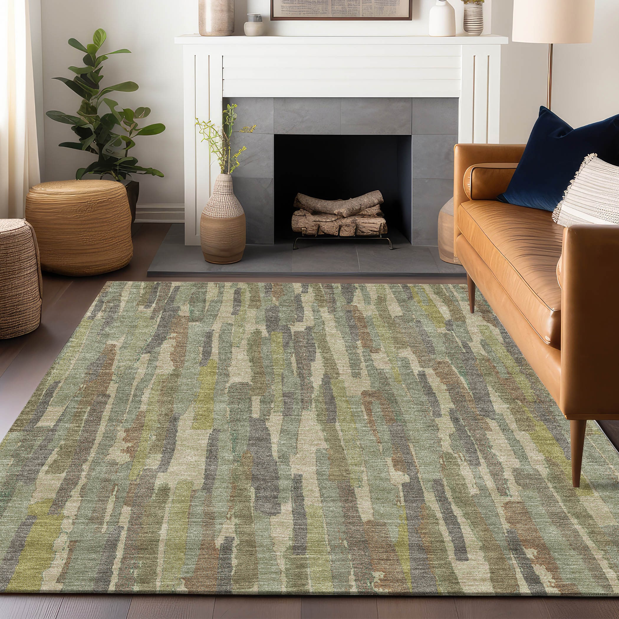 Addison Rugs ACN1314AL3X5 Chantille ACN1314AL 3 x 5 (ft) Polyester Aloe Rectangular Indoor/Outdoor Geometric Machine washable Area rug