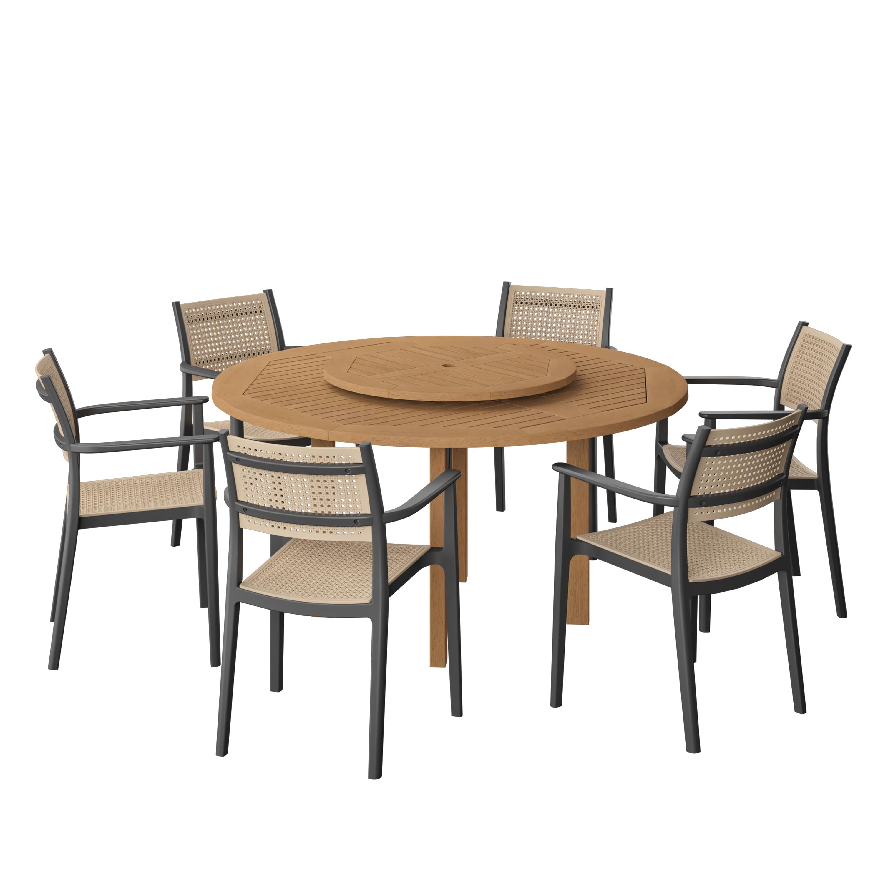 Amazonia 543-1-6-ARU BK Urban Elements Sado Patio Dining Set for 6 – Perfect for Family and Friends - Modern and Stylish Dining Table with Chairs