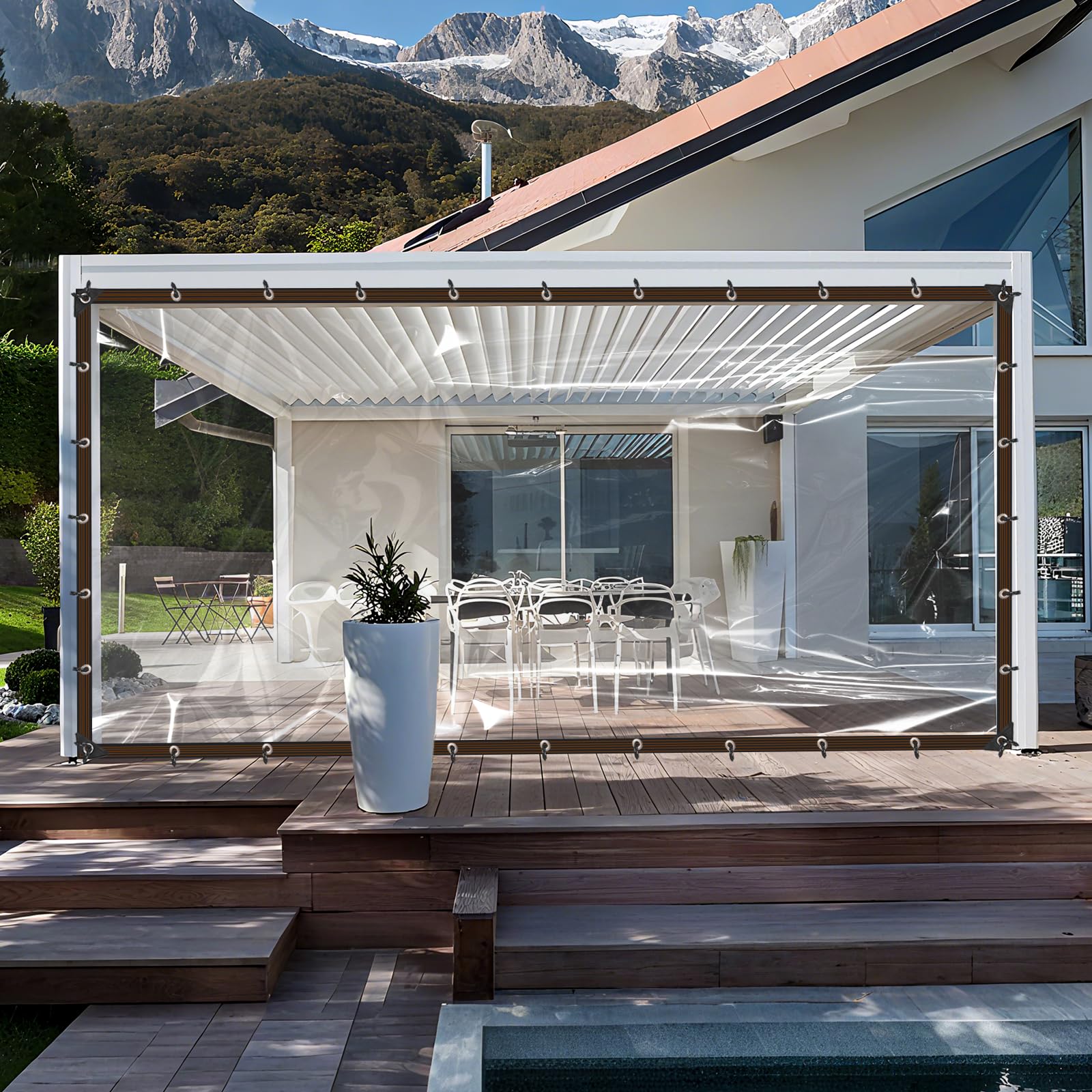 JVFCXXV  12X20FT Clear Plastic Tarp with Increased Grommets Heavy Duty Waterproof Transparent Vinyl Tarpaulin for Outdoor Porches Patio Enclosure