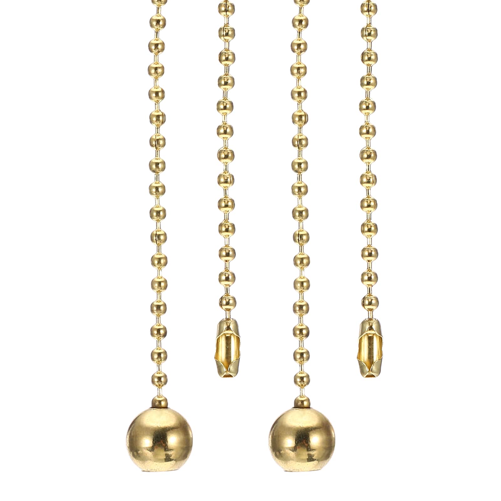 PATIKIL 1M 3.3ft Ceiling Fan Pull Chain 2pcs Beaded Pulls Cord Extender Ball Pendant for Fan Light Chandelier Table Lamp Pulling Switch Gold Tone