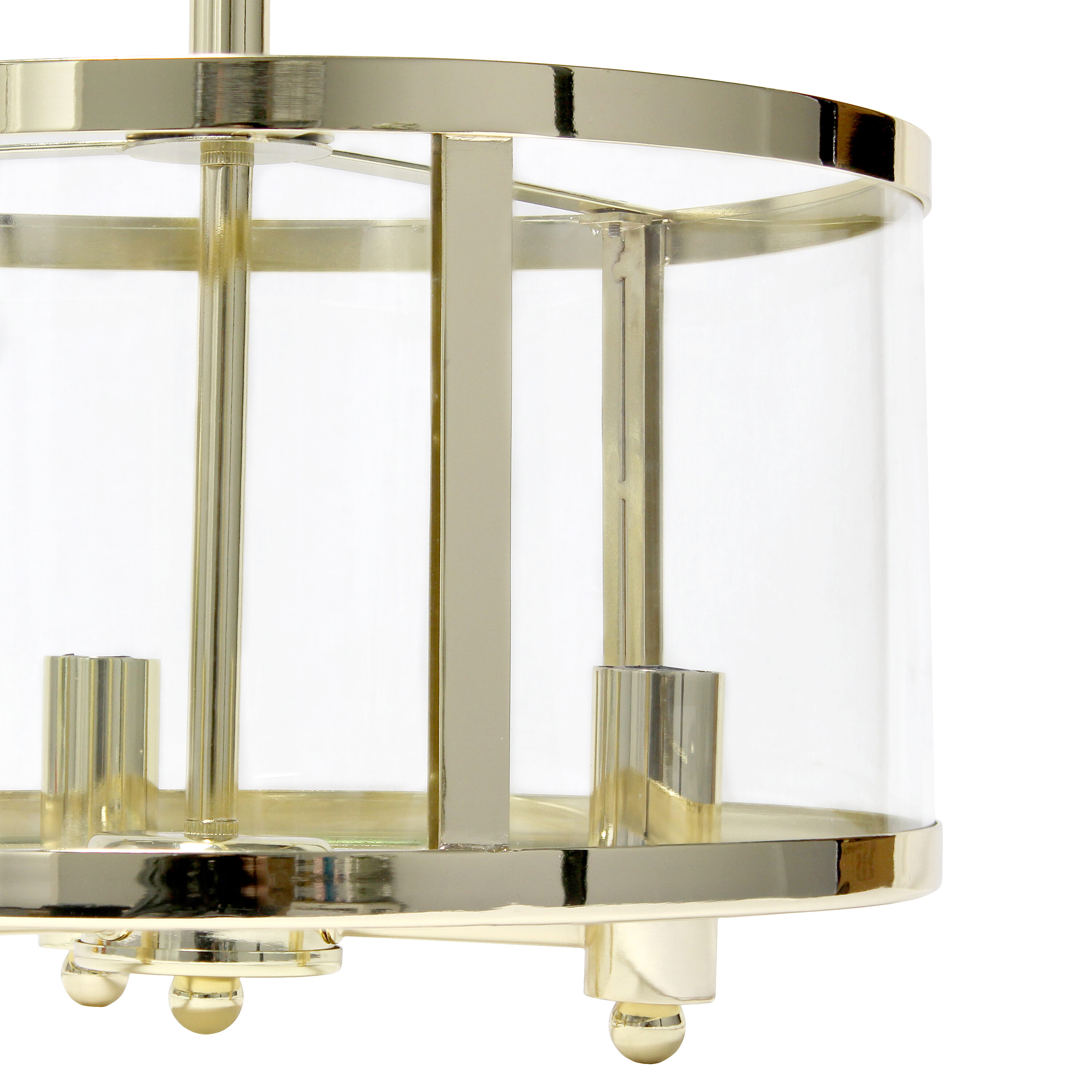 Vintage Gold 13'' Glass Semi-Flushmount Ceiling Light with Iron Accents