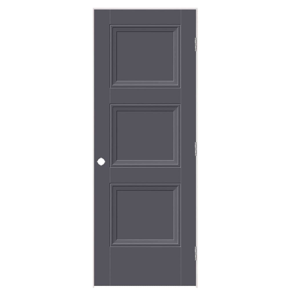 Masonite 1573387 30-in x 80-in Slate Solid core 3-panel square Left hand Smooth Prefinished Molded composite Flat Jamb Single Prehung Interior Door