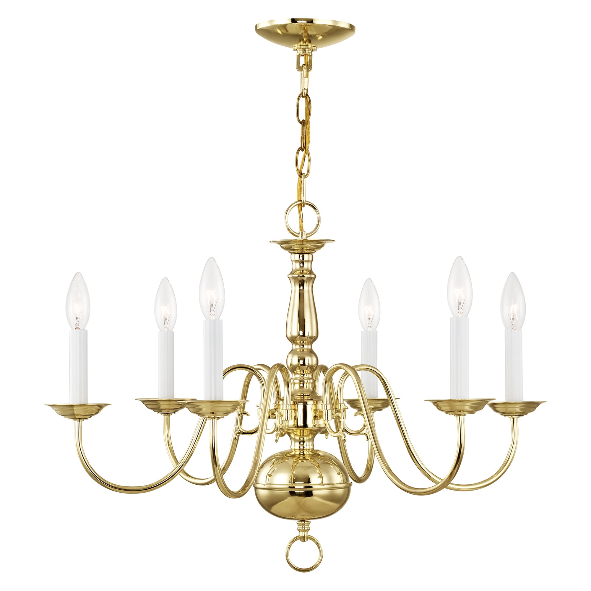 Livex Lighting 5006-02 Williamsburgh 6 -Light Polished Brass Traditional For Use in Bathrooms, Bedrooms, Dining Rooms, Foyers, Kitchens, Living Rooms Chandelier