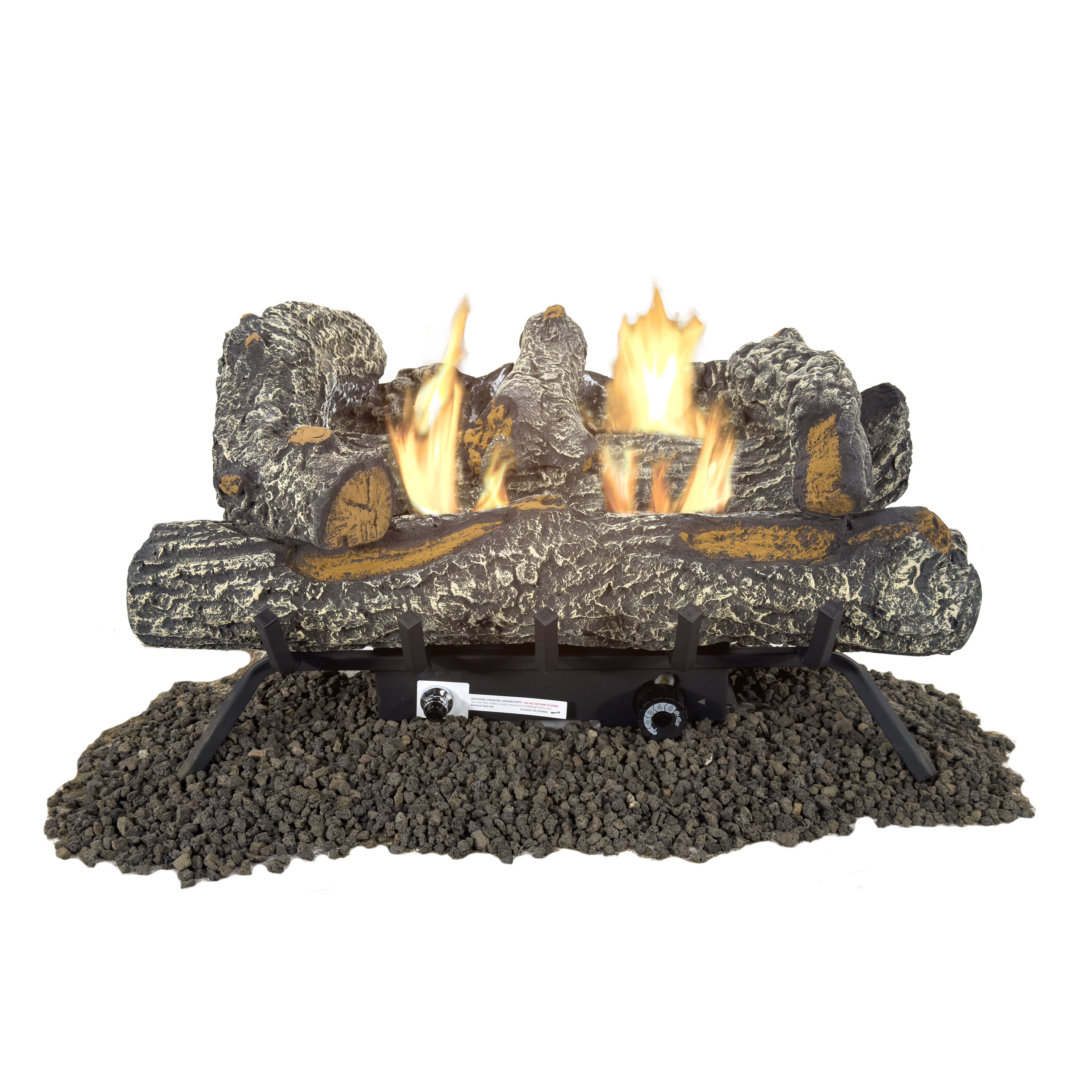 Pleasant Hearth VFL3-SO24DT 24.25-Inches 30000 -BTU Dual Fuel Dual -Burner Vent-free Gas Fireplace Logs with Thermostat