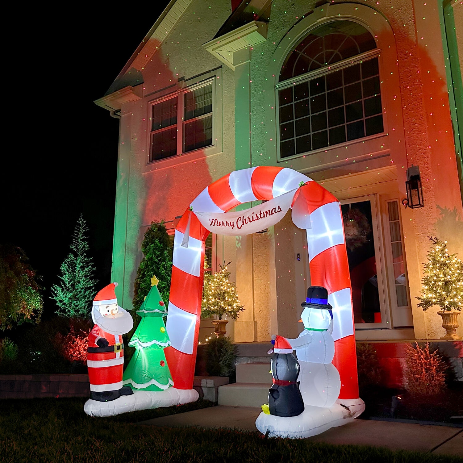 Fraser Hill Farm 8-ft Lighted Candy Cane Christmas Inflatable Archway ...