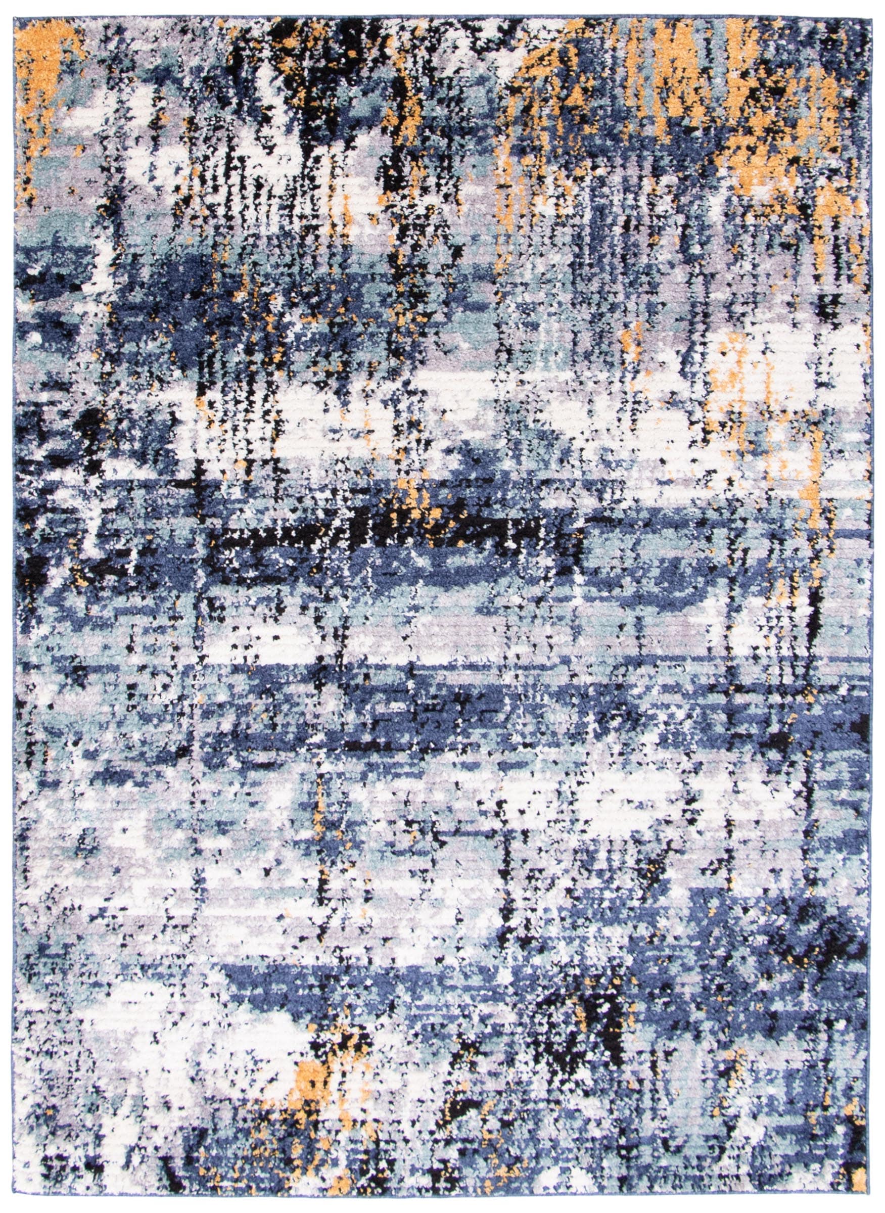 ECARPETGALLERY 358416 4 x 6 (ft) Polyester Blue Rectangular Indoor Abstract Area rug