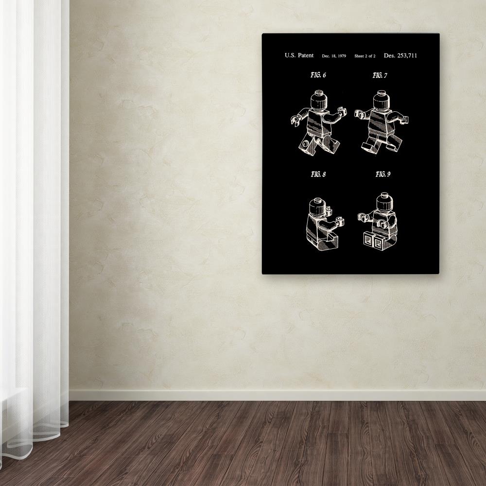 Trademark Fine Art CDO0187-C1419GG Lego Man Patent 1979 Page 2 Black Claire Doherty Natural Wood Wood Framed 19-Inches H x 14-Inches W Vintage/Retro Canvas Print