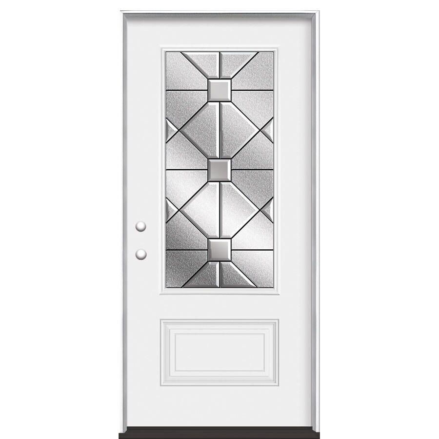 Masonite 691220 Hancock 36-in x 80-in Steel 3/4 Lite Right-Hand Inswing Primed Prehung Single Front Door Insulating Core