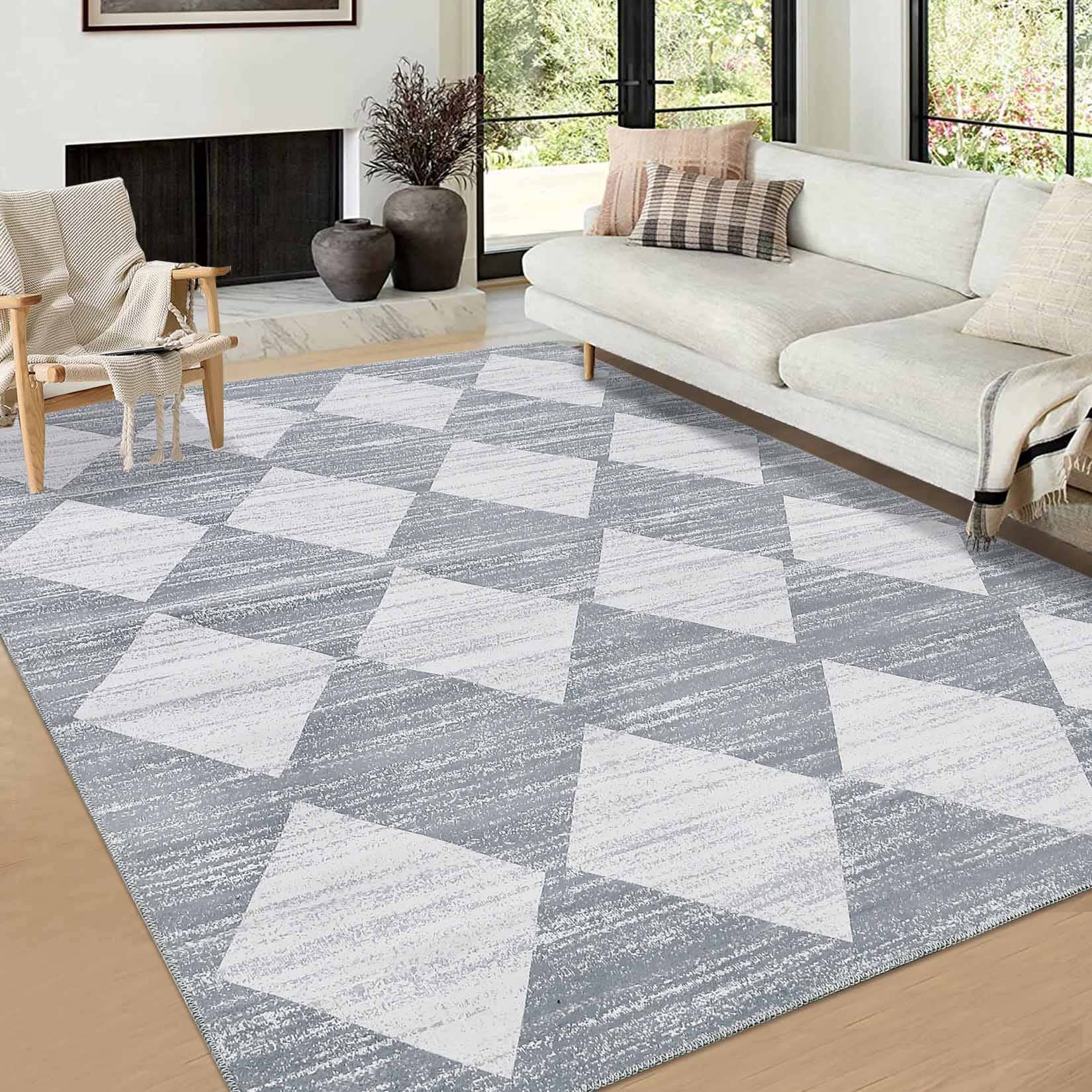 Garvee YXY-LO-PHO-134P6ZHW 4 x 6 (ft) Loomed Polyester Grey Rectangular Indoor Geometric Mid-Century Modern Machine washable Area rug