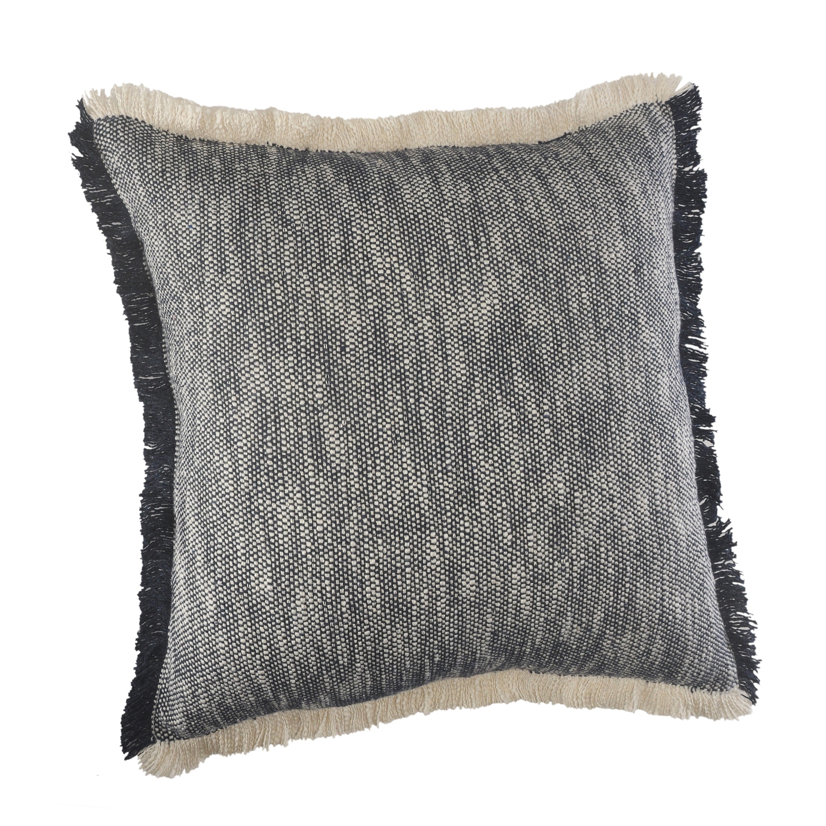 Insignia Blue Cotton Fringed Square Throw Pillows, Set of 2