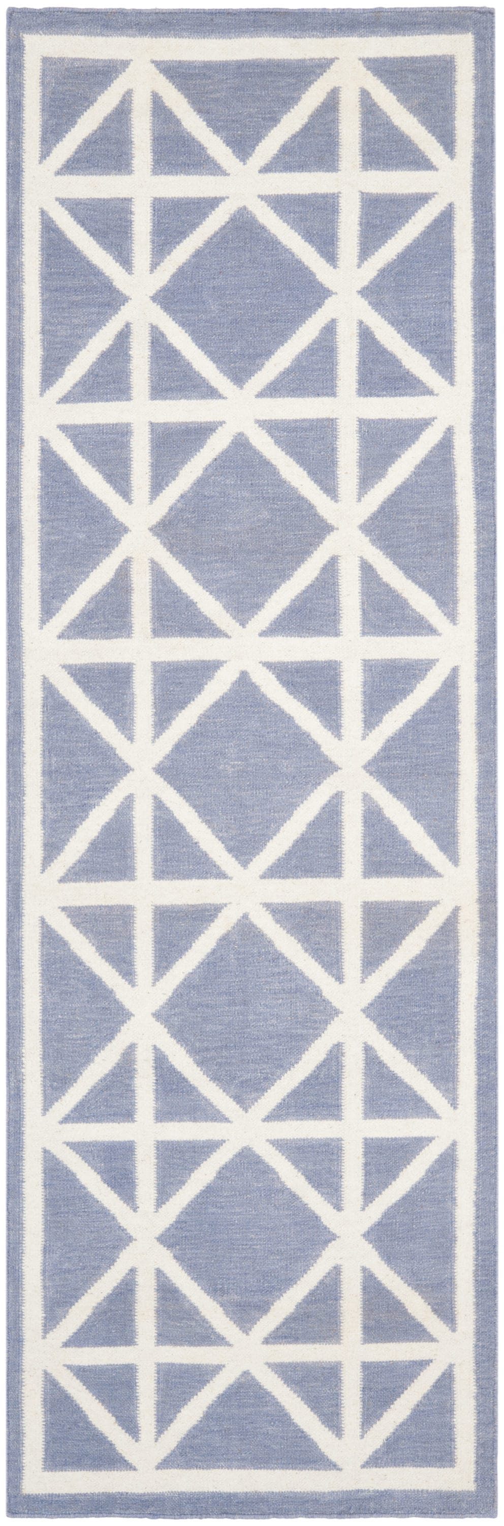 Safavieh DHU558B-28 Dhurries Kenley 3 x 8 (ft) Wool Purple/Ivory Rectangular Indoor Geometric Coastal Runner rug