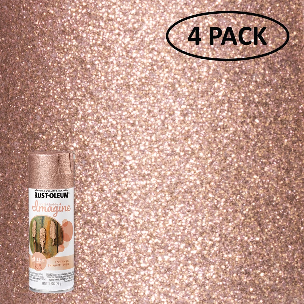 Rust-Oleum Imagine 4-Pack Gloss Rose Gold Glitter Spray Paint (NET WT.  10.25-oz ) in the Spray Paint department at
