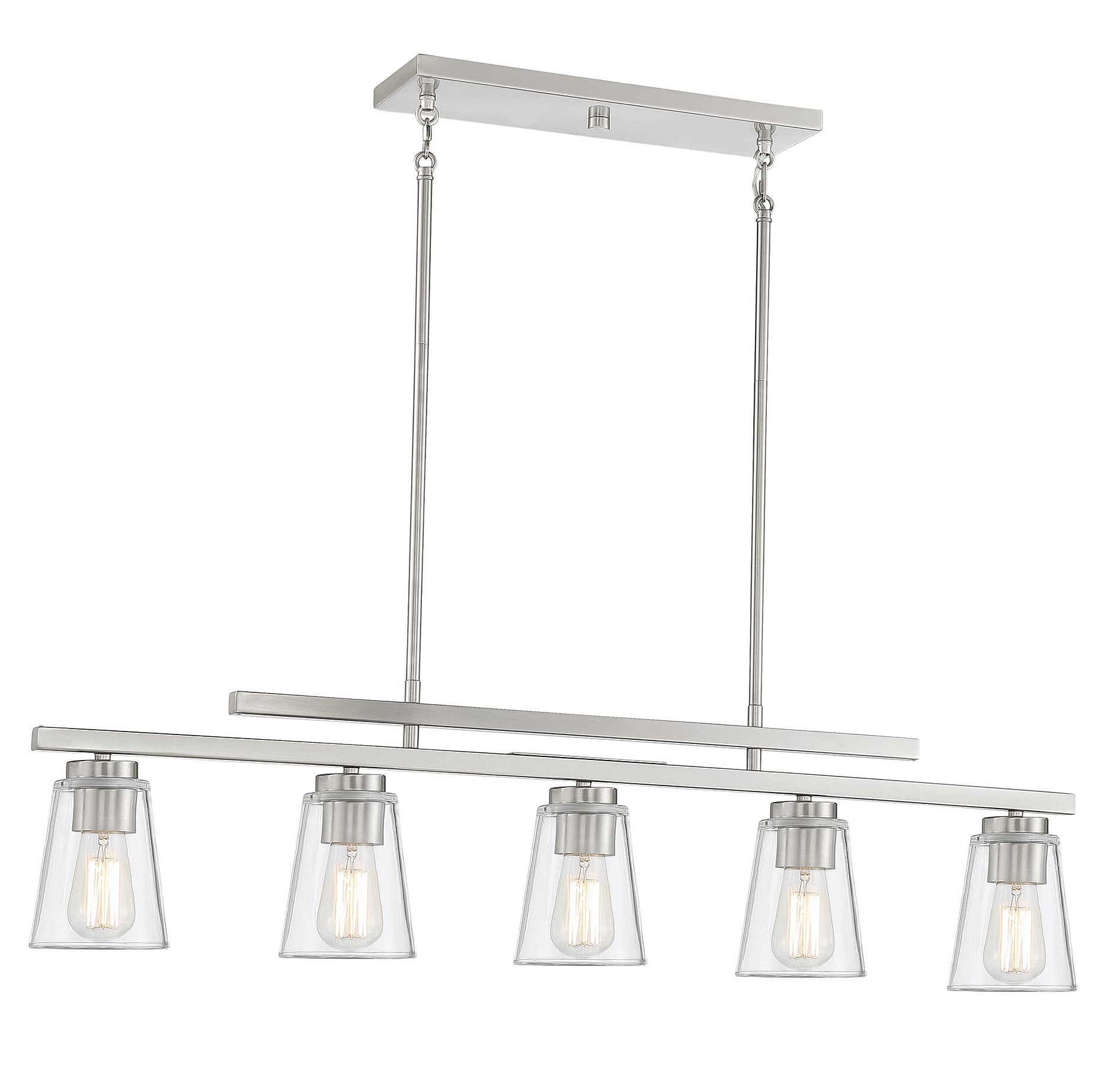 Calhoun Symmetrical Satin Nickel 5-Light Linear Chandelier