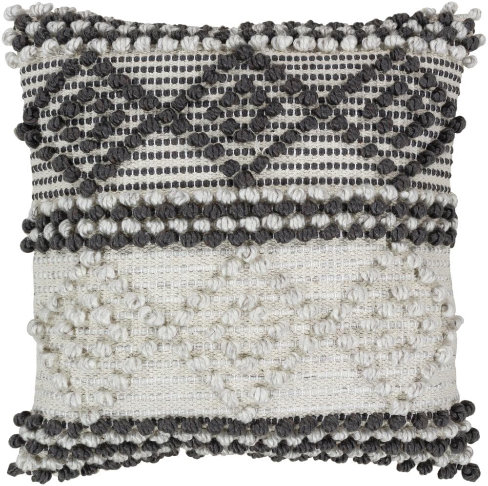Livabliss ADR002-2020P Anders 20-in x 20-in Cream/Charcoal Square Indoor Decorative Pillow