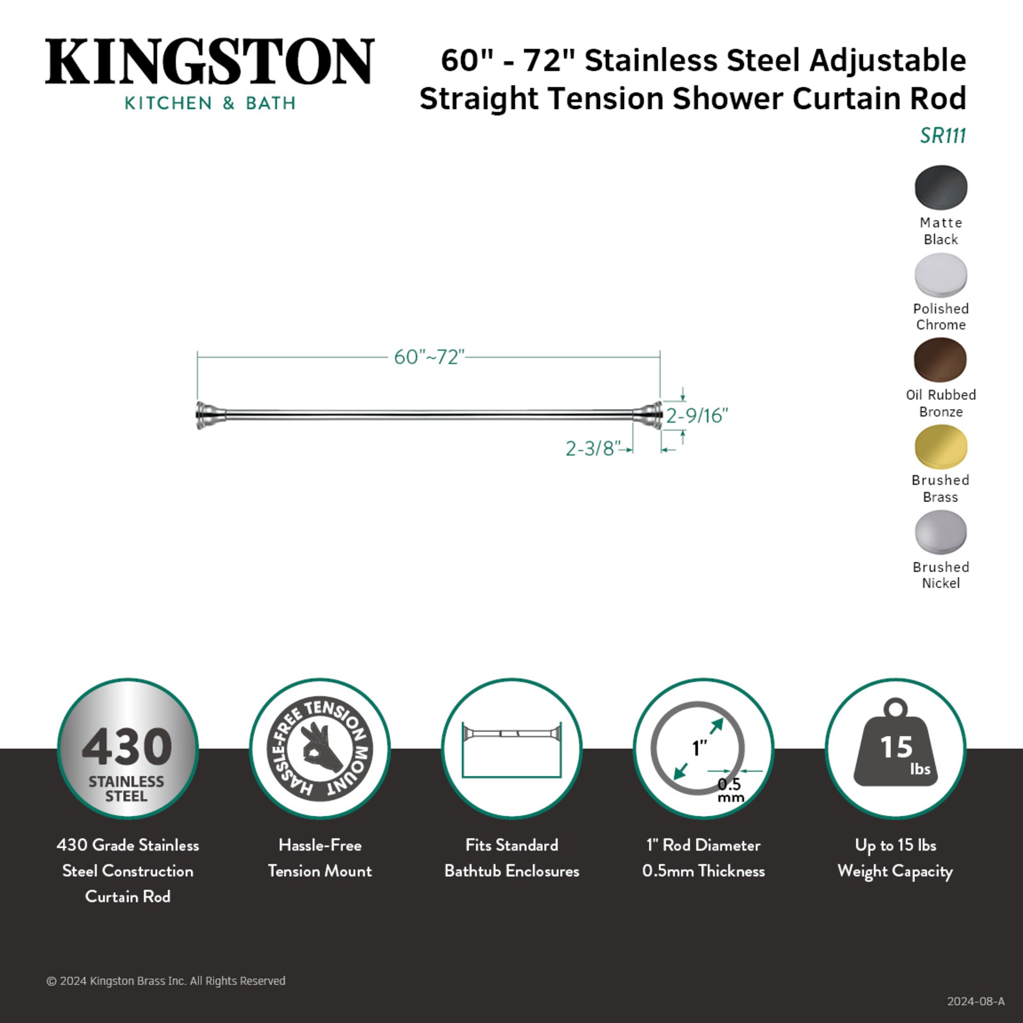 Kingston Brass WLSR115 Shower-Rods - View #3