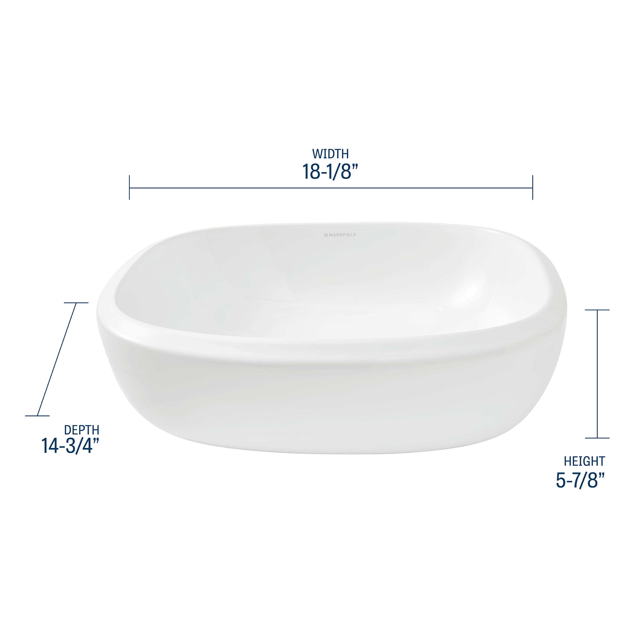 Mansfield Ava Vitreous China Vessel Oval Modern White Bathroom Sink (14 ...