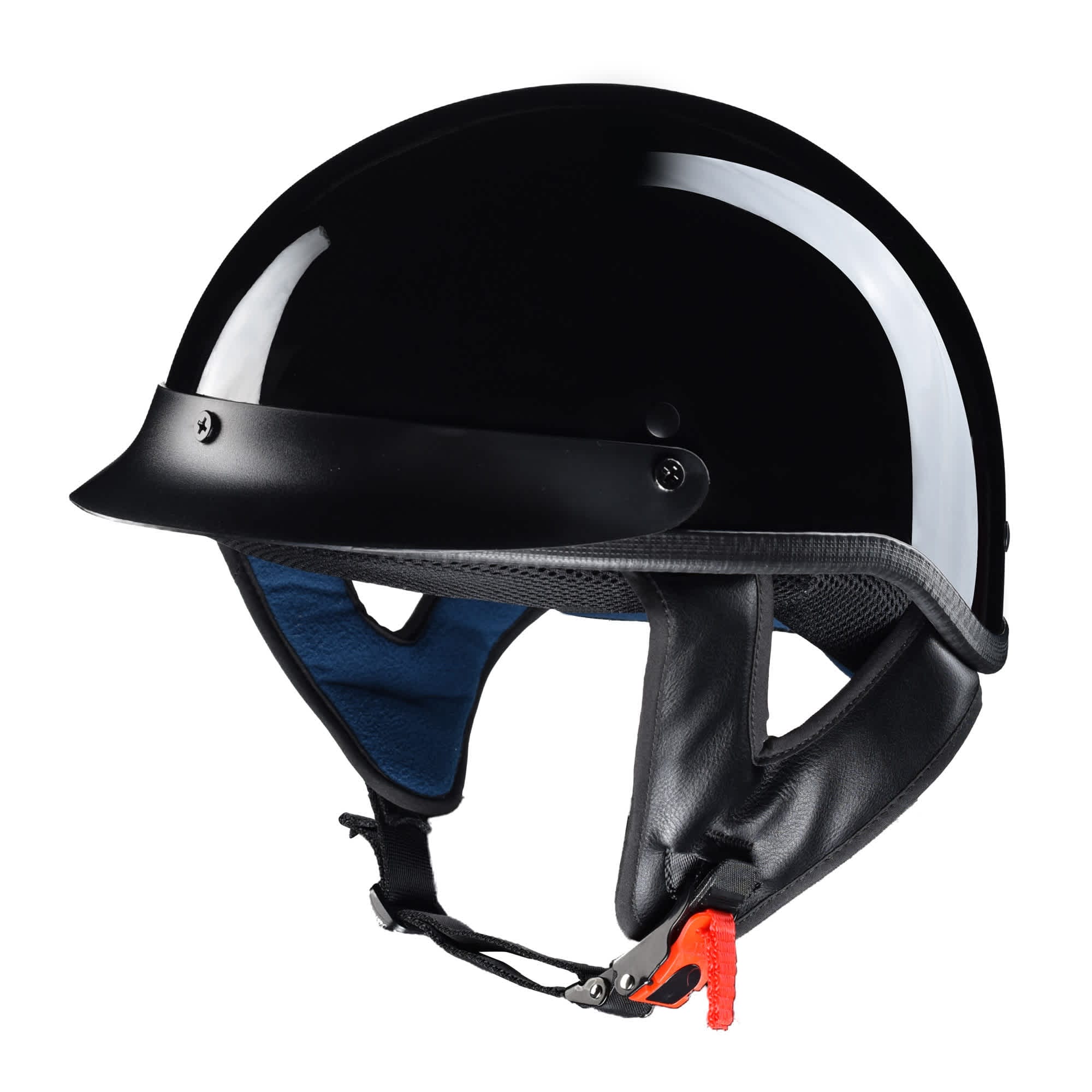 Yescom 33HEL006-205L-H-LO AHR RUN C Motorcycle Half Face Helmet DOT Approved Bike Cruiser Chopper High Gloss Black L