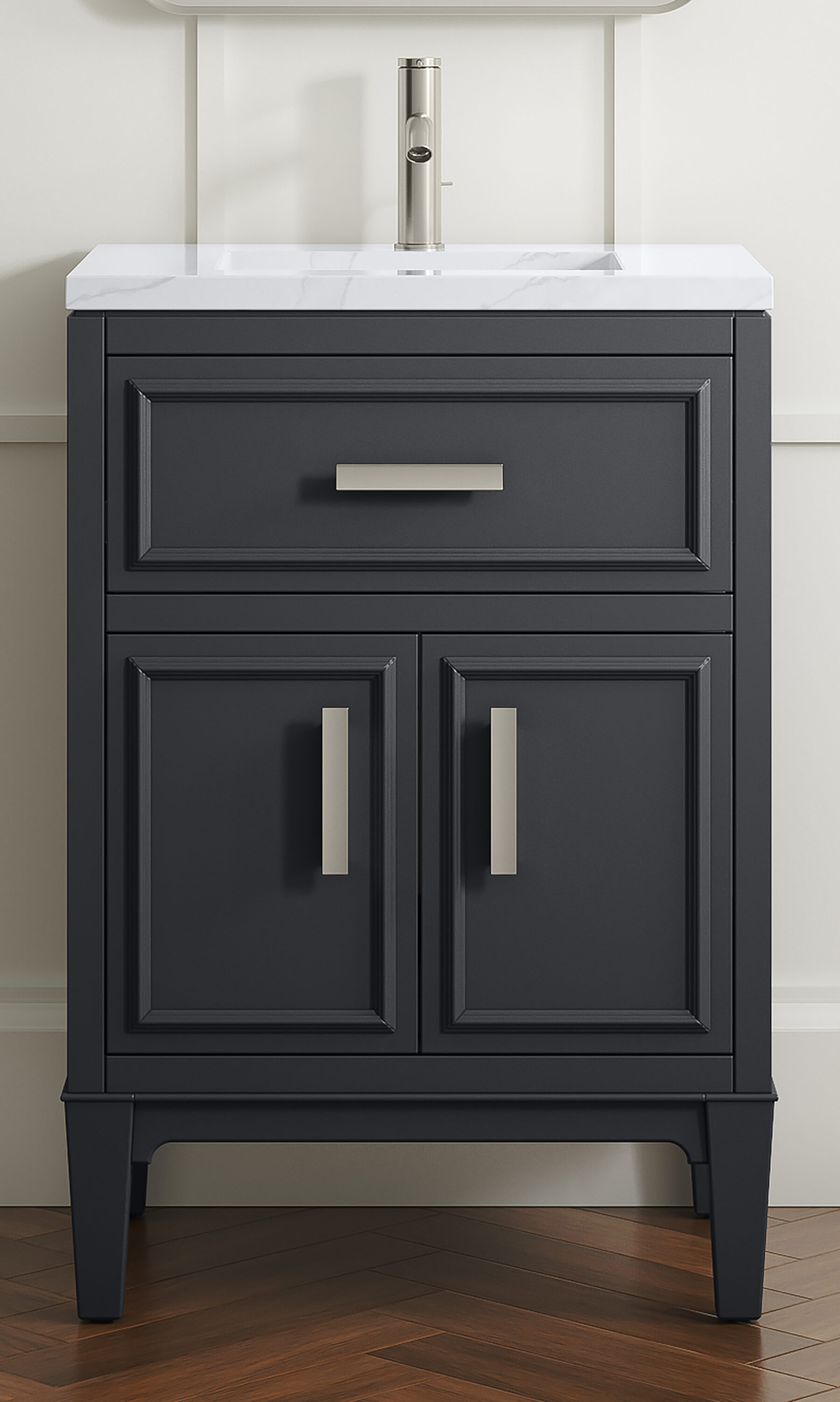 KOHLER 33543-ASB-1WX Southerk 24-in Slate Grey Undermount Single sink Bathroom Vanity with White Quartz Top