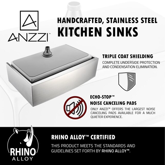 ANZZI Elysian 32.875-in x 20.75-in Satin Single Bowl Tall (8-in or Larger) Drop-In Apron Front/Farmhouse Residential Kitchen Sink All-in-One Kit ANZZI Elysian 32.875-in x 20.75-in Satin Single Bowl Tall (8-in or Larger) Drop-In Apron Front/Farmhouse Residential Kitchen Sink All-in-One Kit