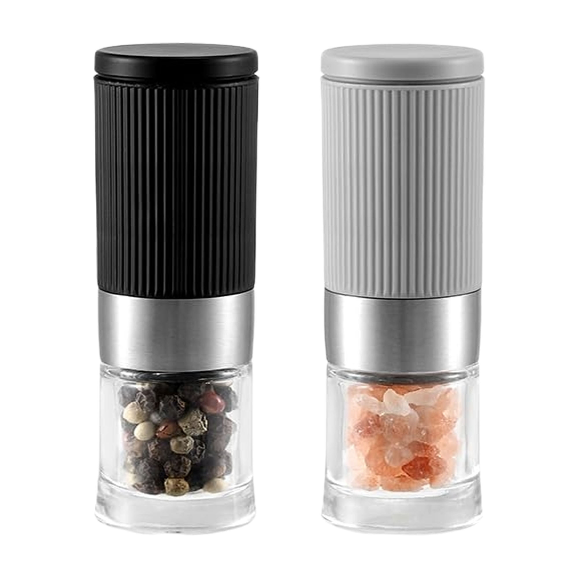 Etokfoks  Mini Salt and Pepper Grinder Set Adjustable Ceramic Core with Funnel and Storage Bag for Kitchen Outdoor Party