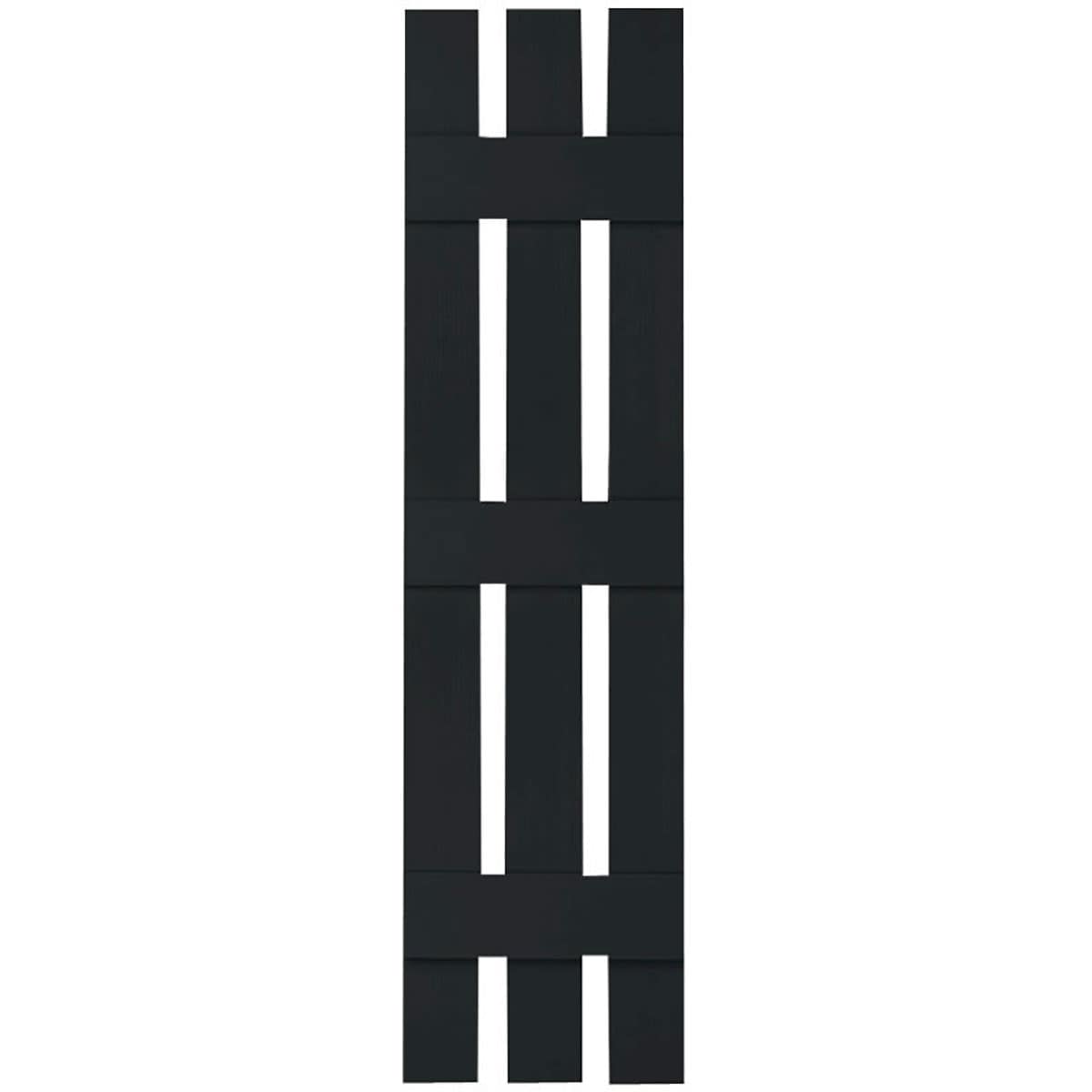 Ekena Millwork LS3S12X06700BL Lifetime Quickship Three Board Spaced 12-in W x 67-in H Black Farmhouse Spaced Exterior Shutters (2-Pack)