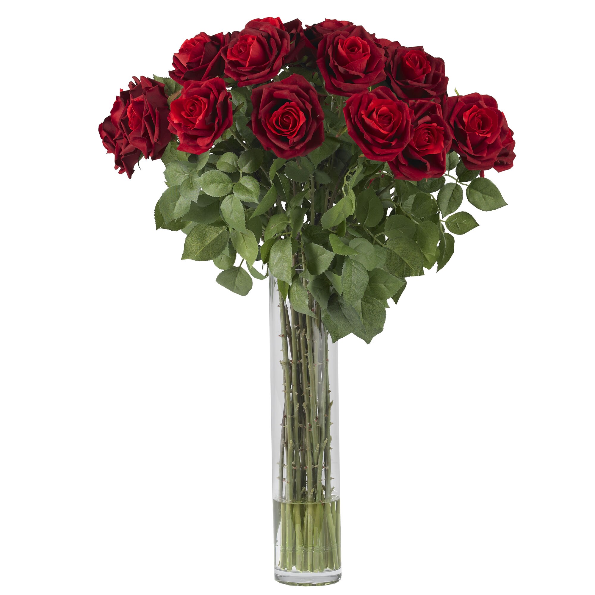 Nearly Natural 1215 32-in Red Indoor Rose Artificial Flower