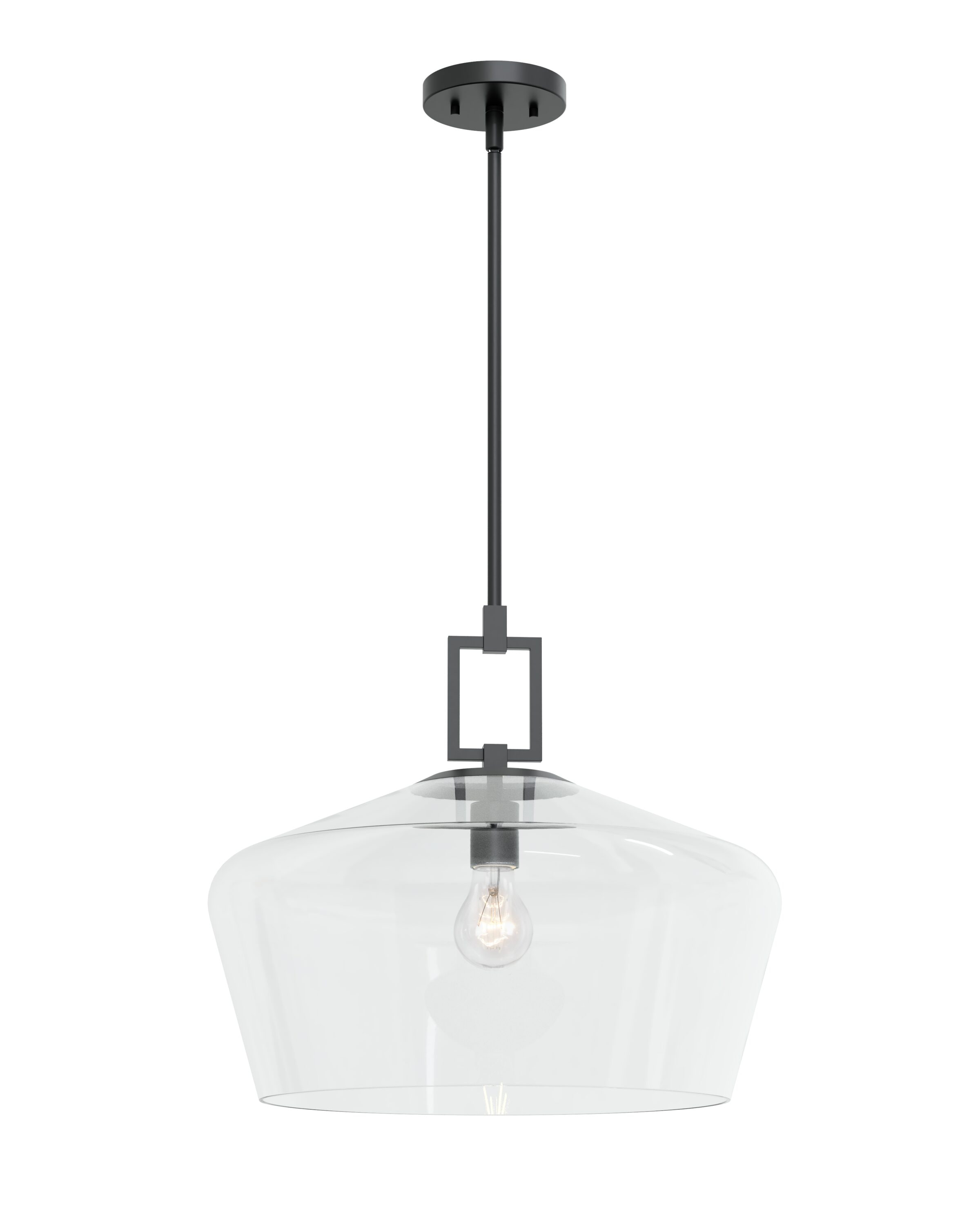 allen + roth 48071-LWUB Chambers 1 -Light Black Modern/contemporary Clear glass Dome Medium Hanging Pendant light