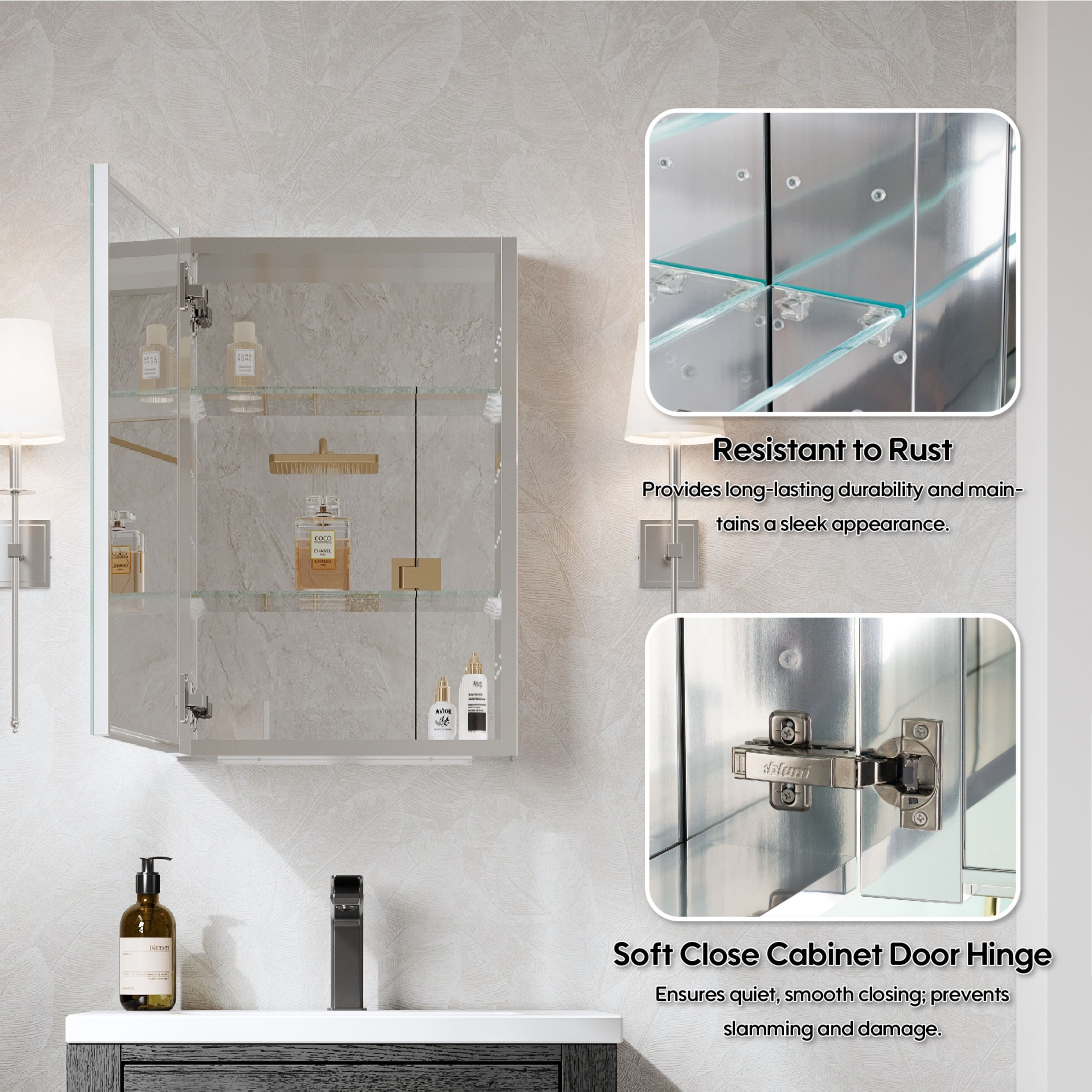WELLFOR ROSA1624MC-L Bathroom-Medicine-Cabinets - View #5