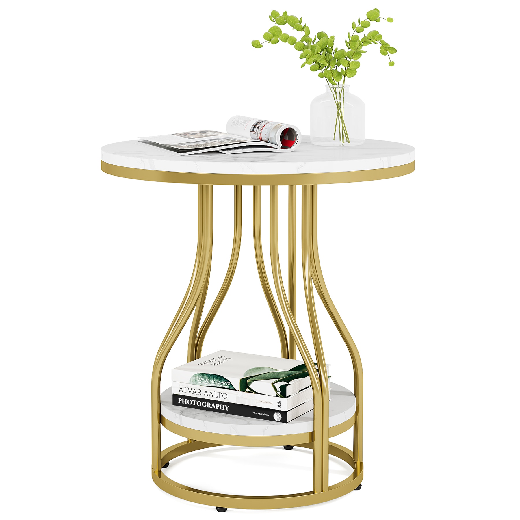 Fnova LWTJ-F1791 End table 20-in W x 24-in H Faux marble Wood Rectangular Modern End Table Assembly Required