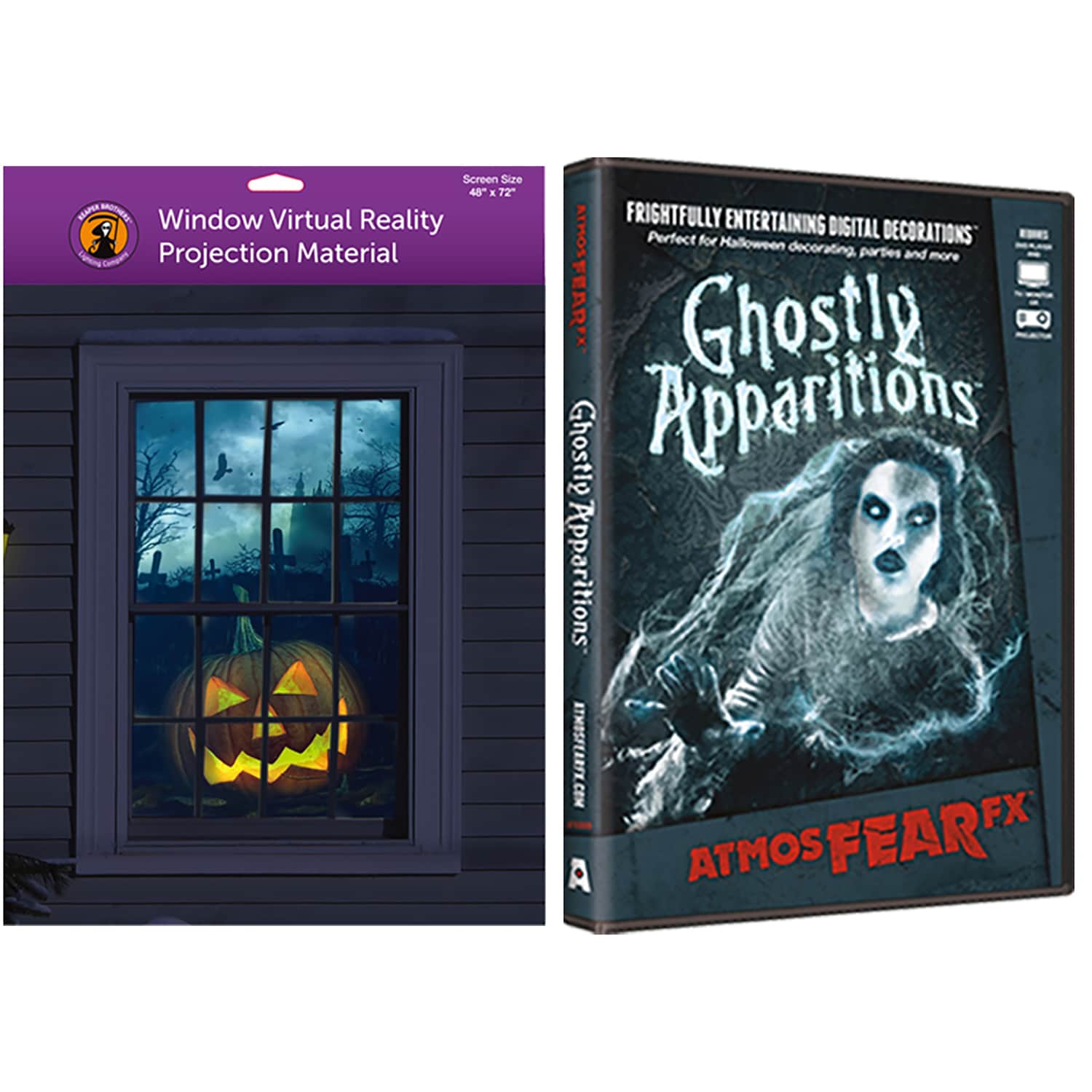 HoliScapes Ghostly Apparitions DVD - Halloween Holiday Decoration - White 48-in X 72-in Screen - Holographic Rear Projection - Release Date 08/01/2023 -  SCREEN-W48X72-GA