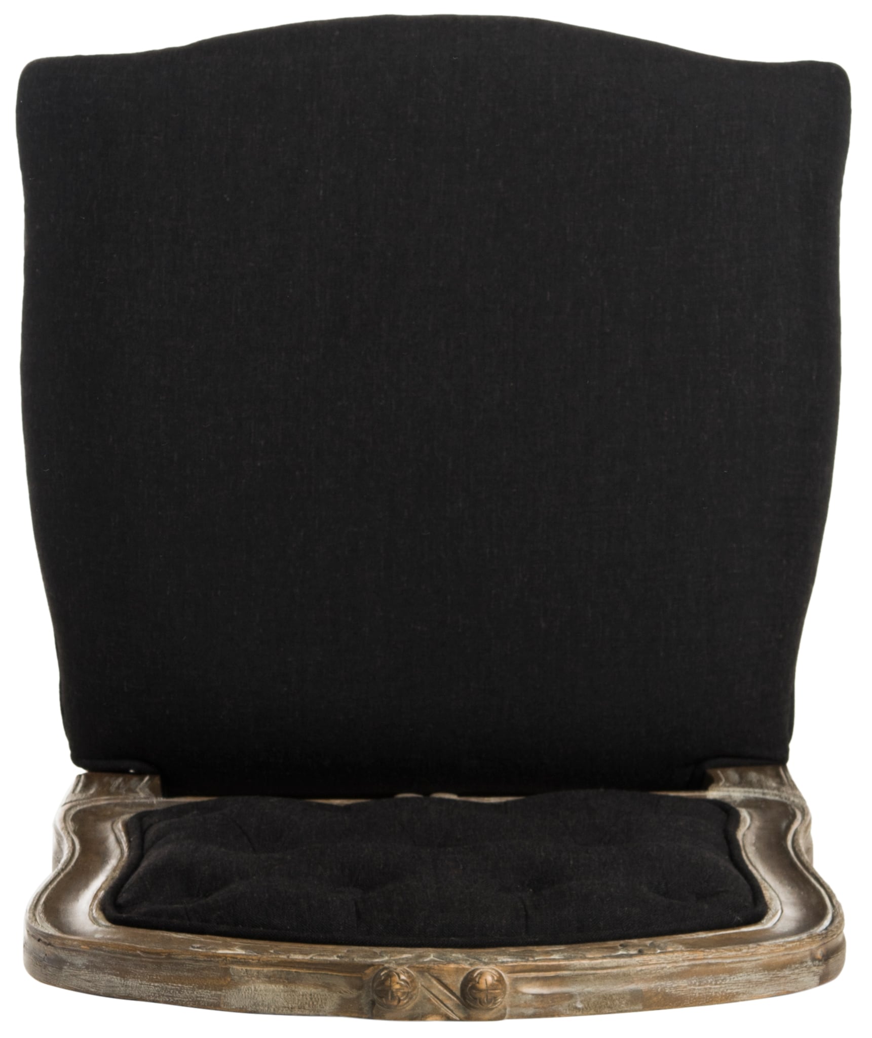 Elegant Black Linen & Rustic Oak French Leg Dining Chair, Set of 2