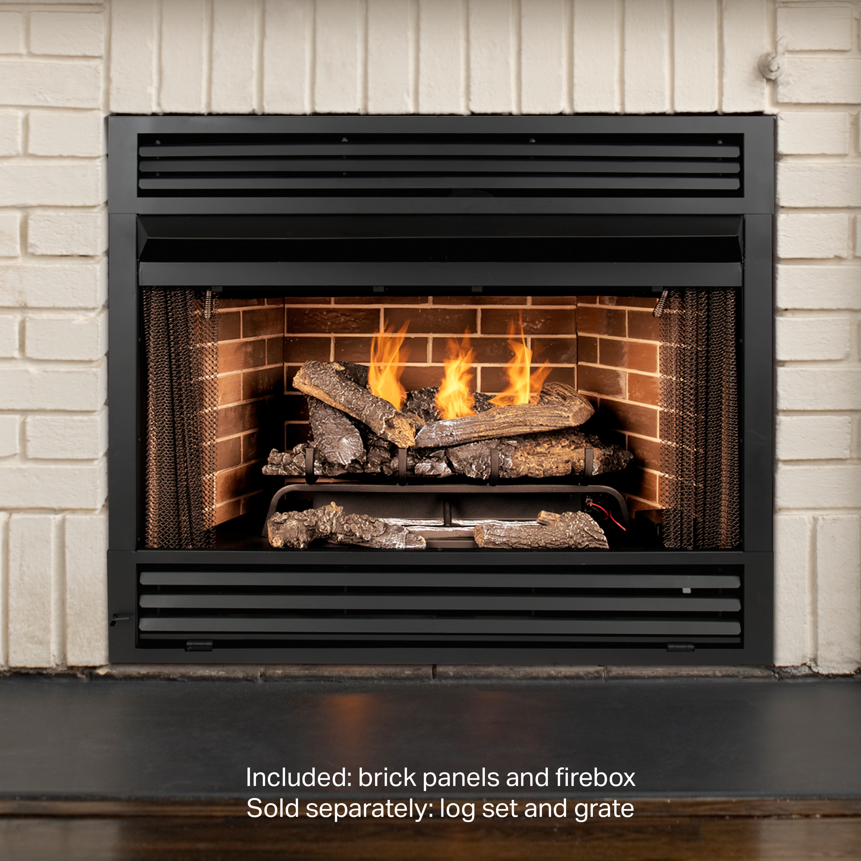 Pleasant Hearth 46.5-in W-BTU Black Vent-free-Burner Gas Fireplace Insert  in the Gas Fireplace Inserts department at