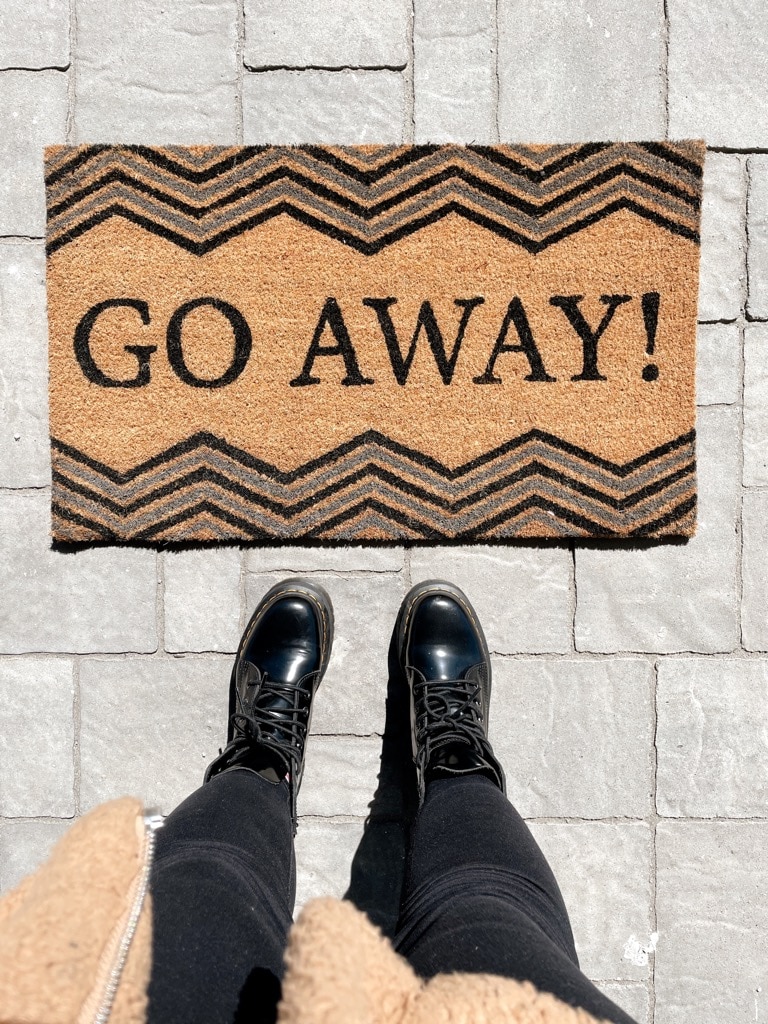 Go Away Black and Natural Coir Outdoor Door Mat