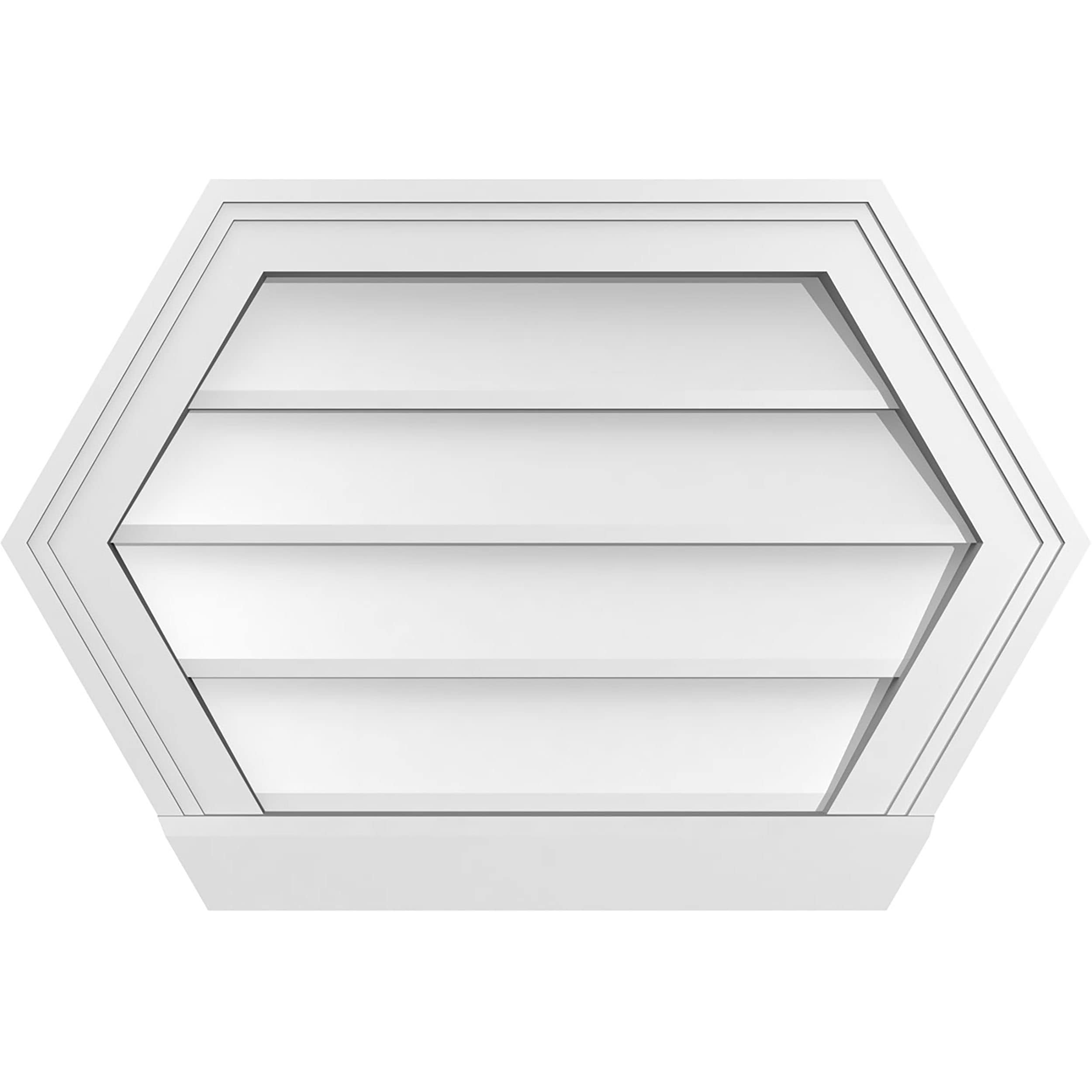 Ekena Millwork GVPHP24X1603SN 24-Inches x 16-Inches Off-white Peaked PVC Gable Louver Vent