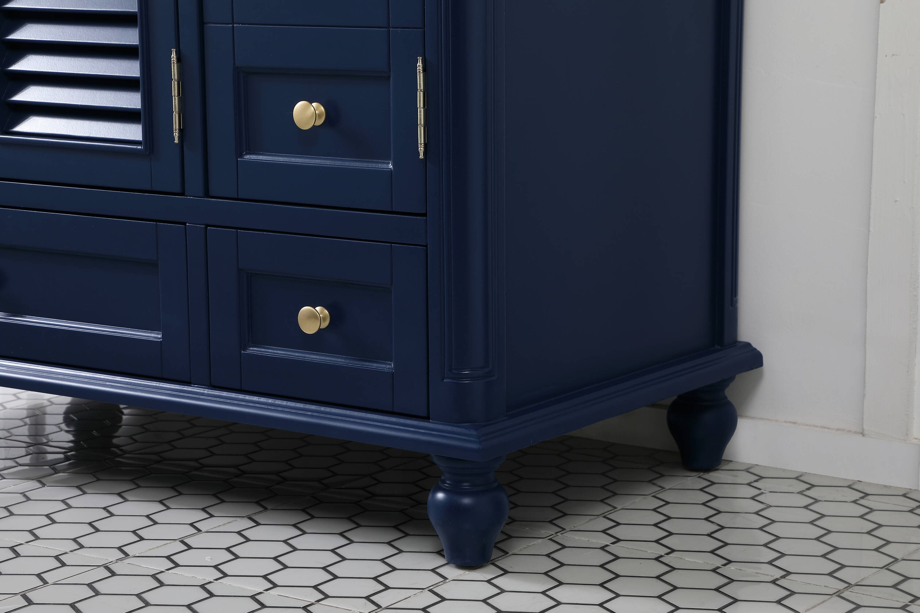 Rhodes 42" Blue Solid Wood Single Bathroom Vanity with Marble Top