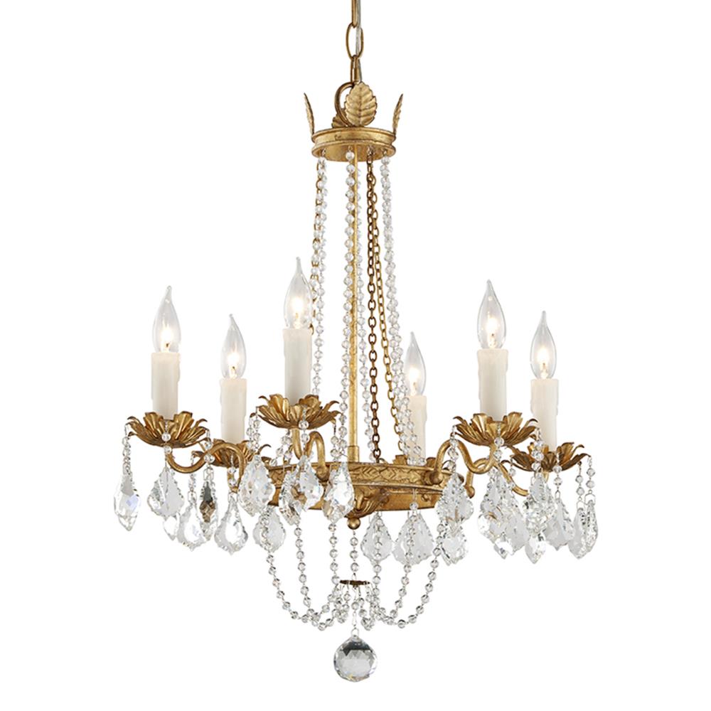 Troy Lighting Viola 6-Light Distressed Gold Leaf Transitional ...