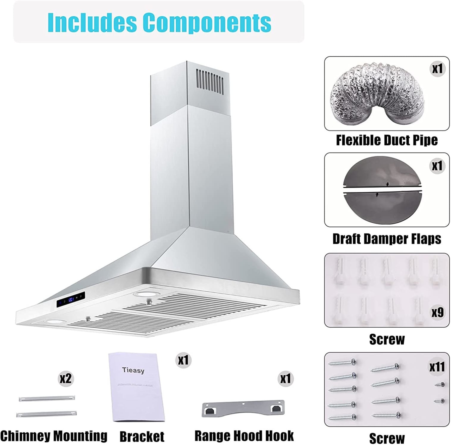 Kahomvis GEHT-DOQP-65G Wall-Mounted-Range-Hoods - View #3