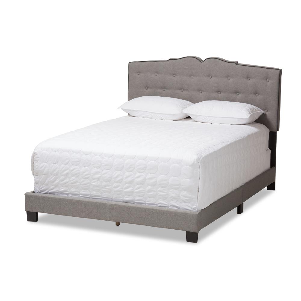 Baxton Studio Ingrid Silver Gray Queen Wood Upholstered Bed at