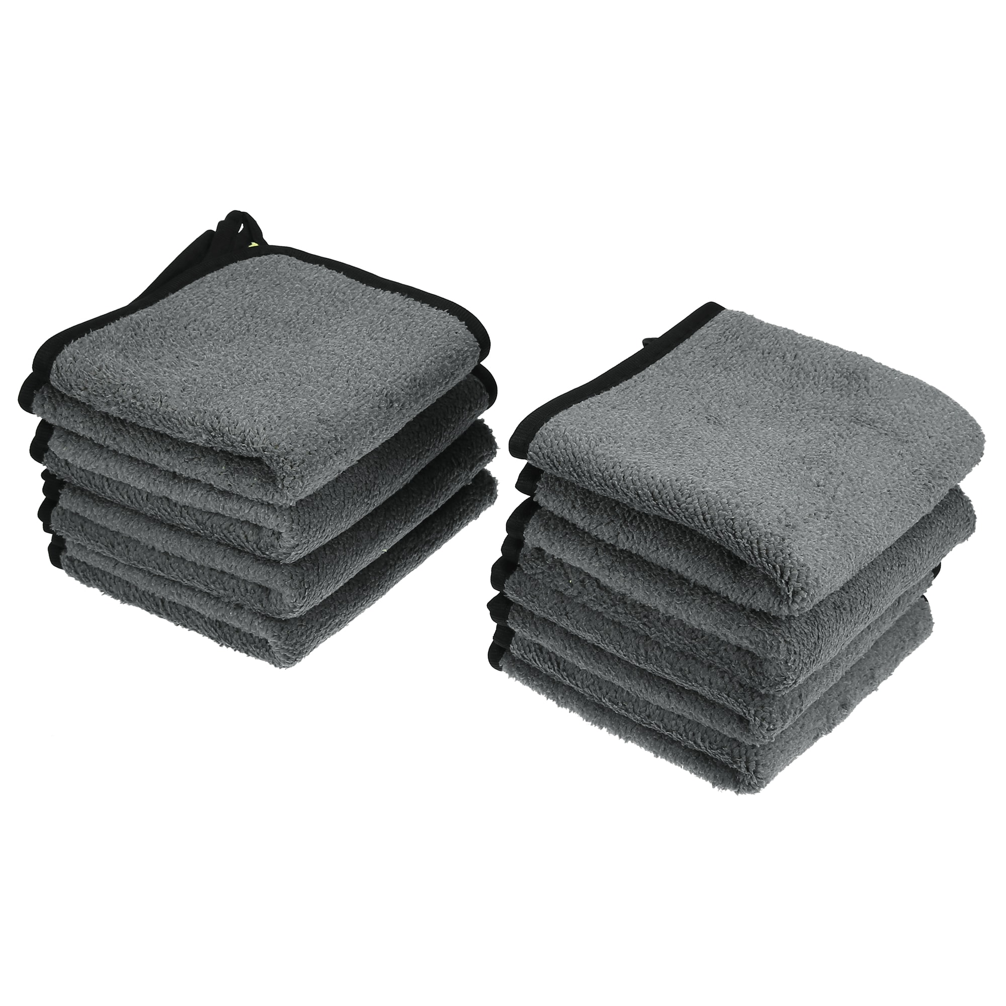 Unique Bargains Soft Absorbent Auto Care Car Cleaning Towels 23.6 Inch x12 Inch Coral Fleece Gray Yellow 8pcs