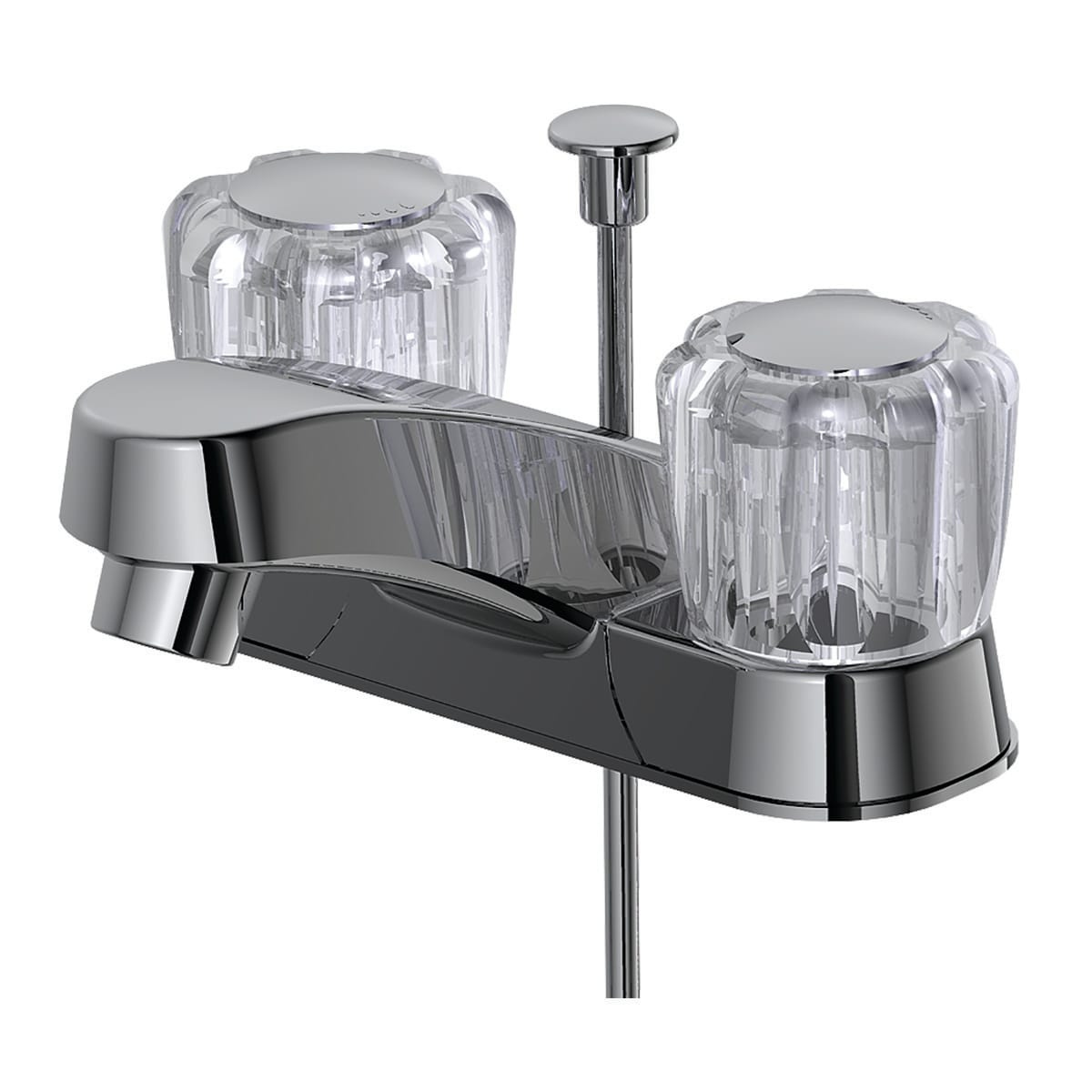 EZ-FLO 10119LF Traditional Chrome 4-in centerset 2-handle Low-arc Residential Handle Bathroom Sink Faucet with Drain with Deck Plate