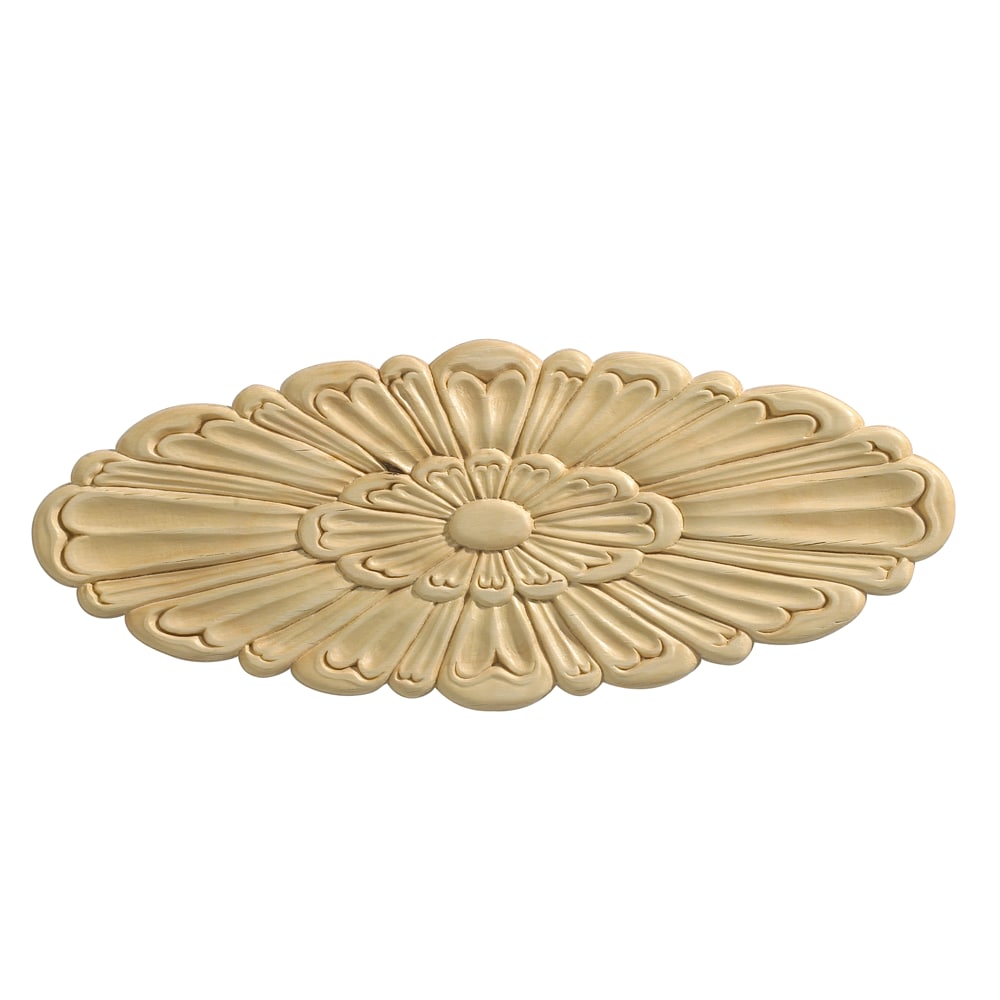 Ornamental Mouldings EV13640PKWHW 12.937-in x 5.187-in Oval Unfinished Birch Wood Rosette