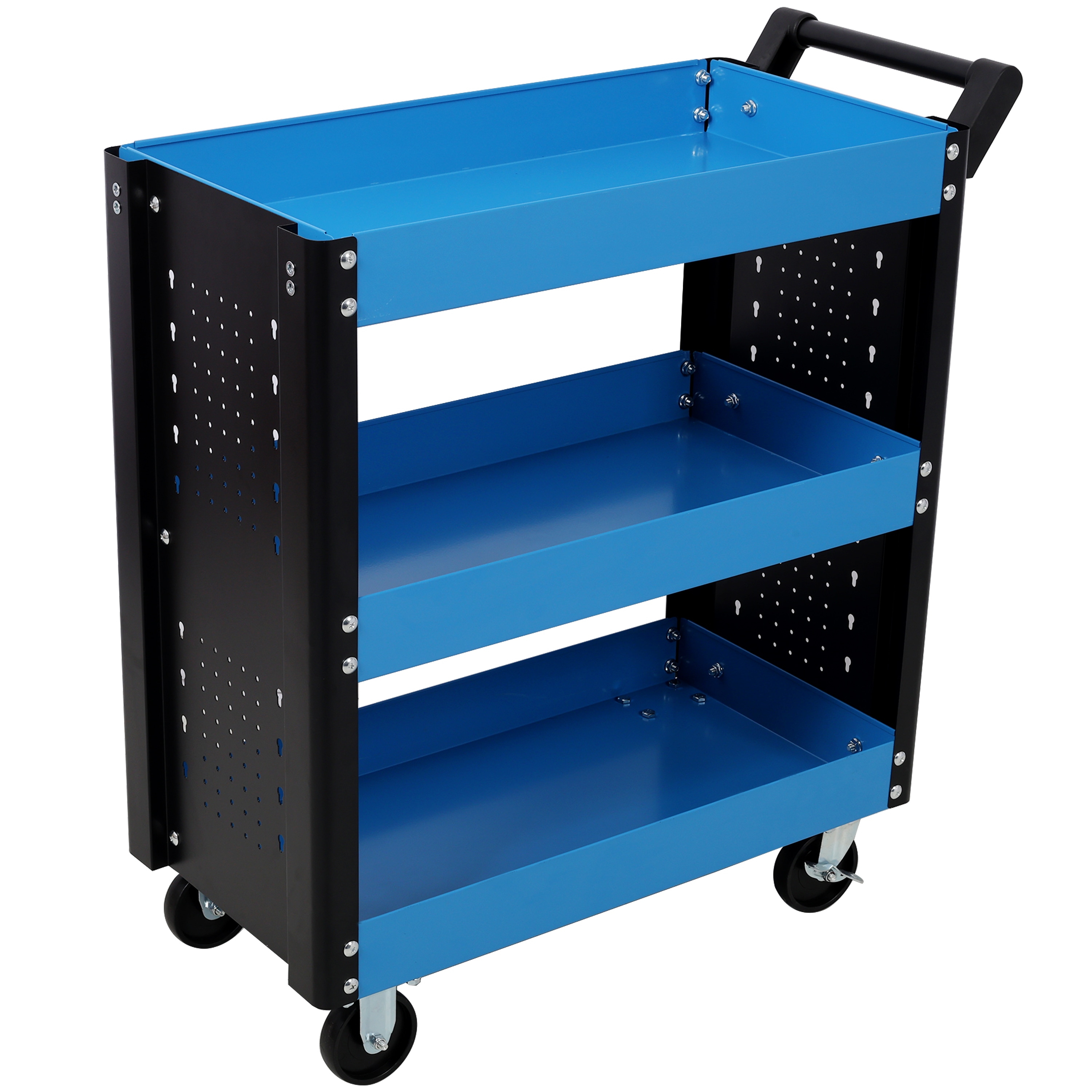 LOVMOR 3 Tier Rolling Tool Cart on WheelsHeavy Duty Utility Tool Cart with Pegboard for Repair Shop Garage WarehouseBlue #SF-Y-W465P146341