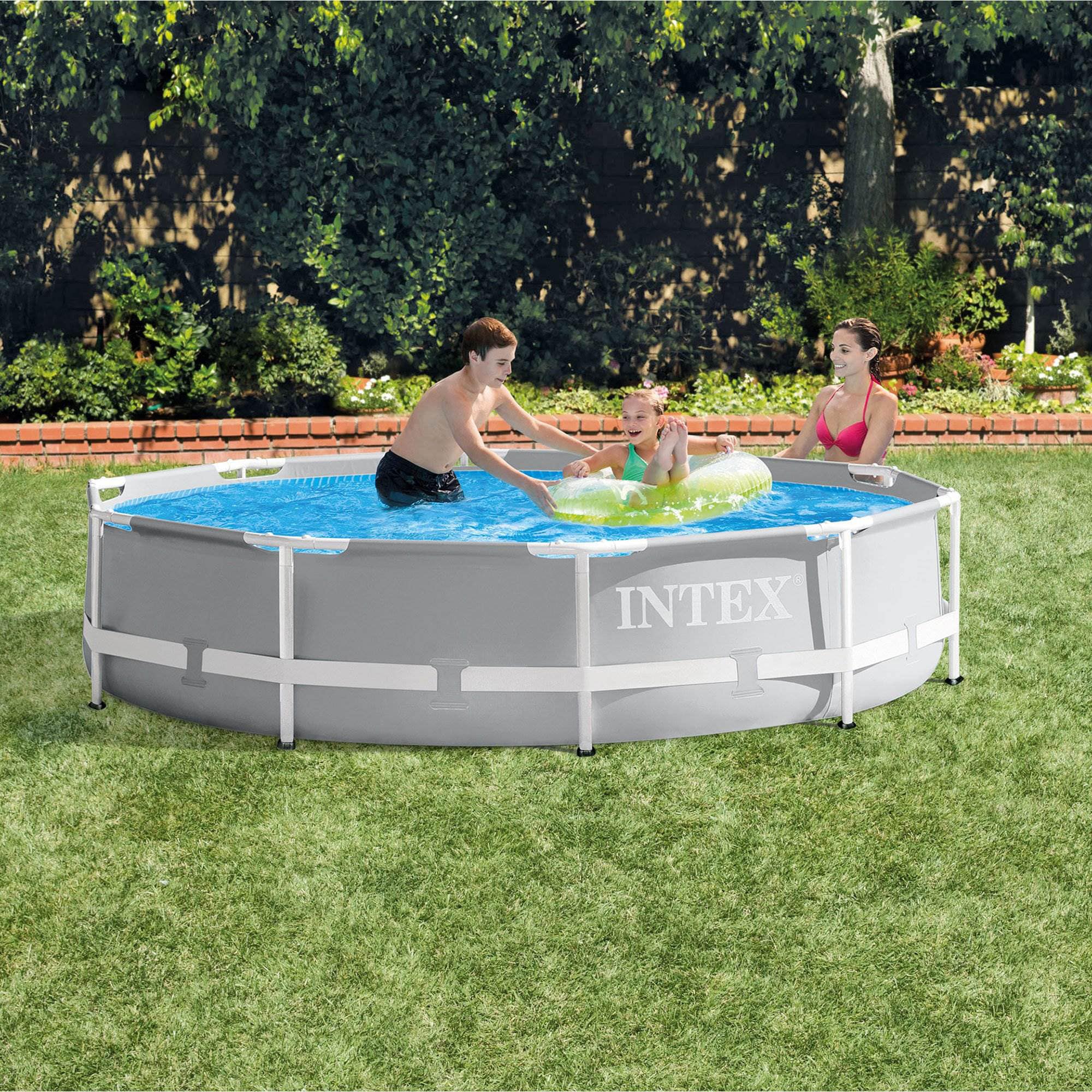 Piscina desmontable rectangular 10.091 litros c/depuradora Graphite Gray  Panel INTEX