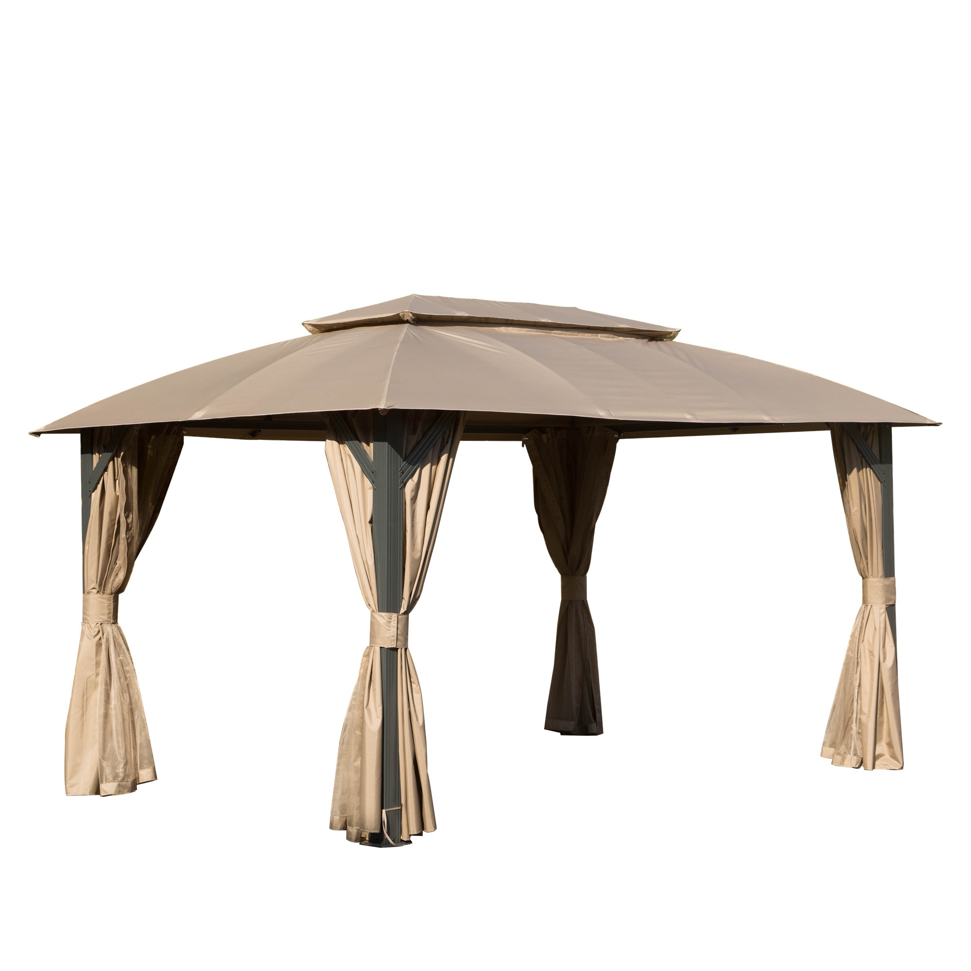BABOOM BOM-9S00083-OR 10-ft x 14-ft Patio Gazebo Brown Gazebo with Soft Top Roof